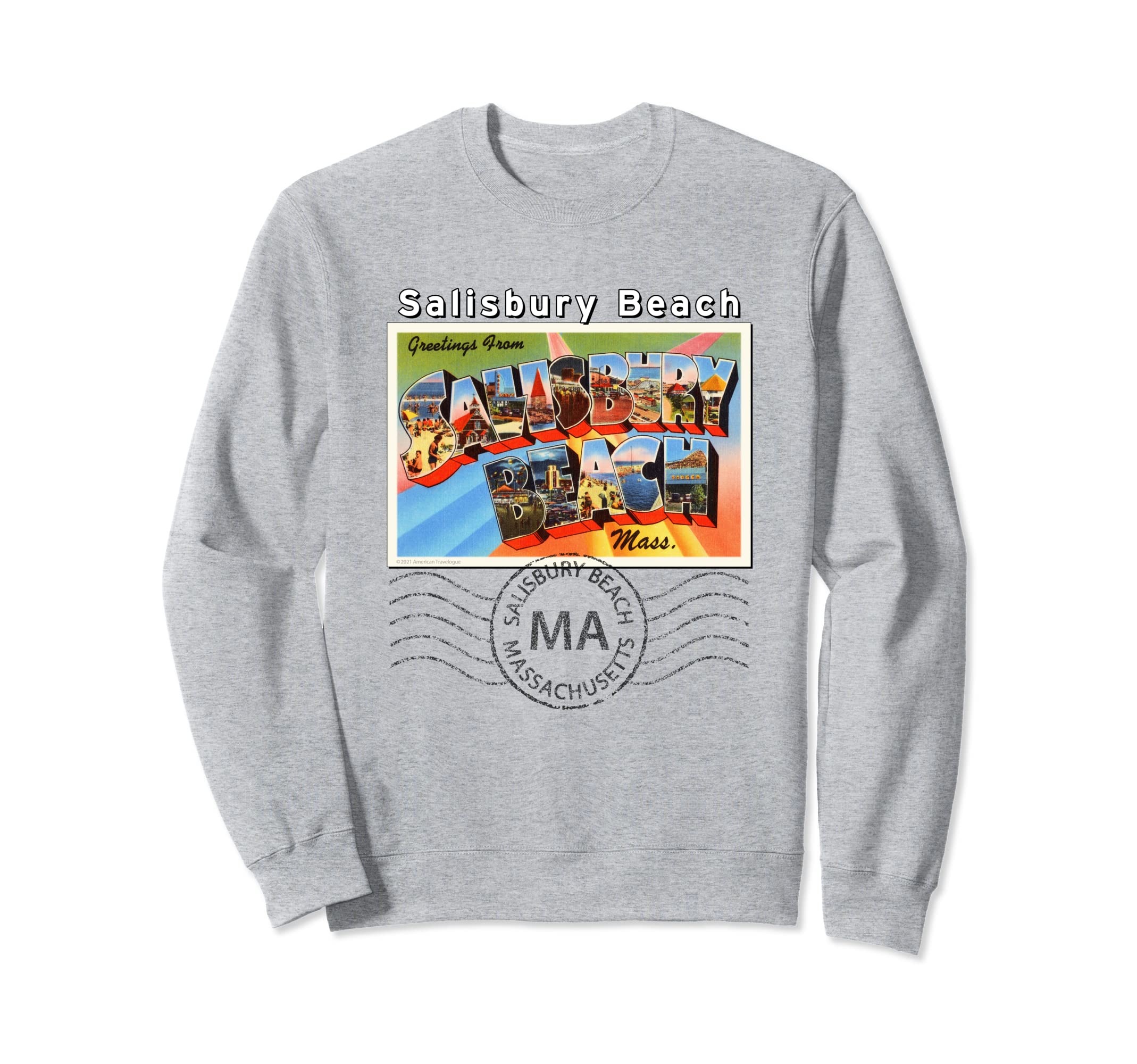 Salisbury Beach Massachusetts Postcard Sweatshirt - Unique Graphic Unisex - T-Shirt, Sweatshirt, Hoodie