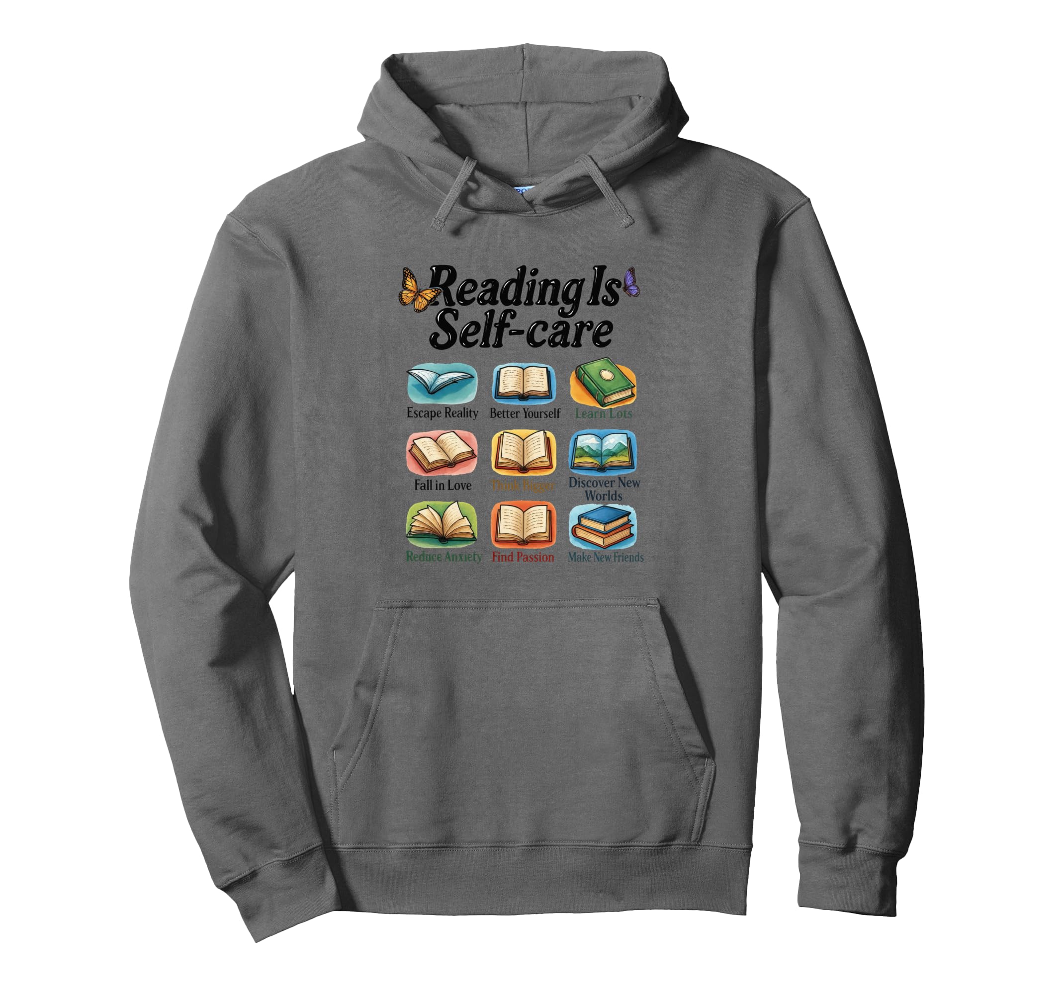 Reading Is Self Care Escape Reality Hoodie - Minimalist Print Men Women - T-Shirt, Sweatshirt, Hoodie