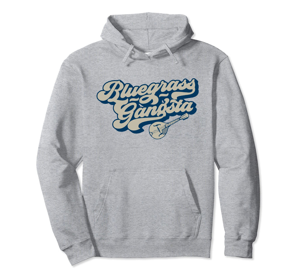 Bluegrass Gangsta Script Mandolin Hoodie - Fun Novelty Design for Adults - T-Shirt, Sweatshirt, Hoodie