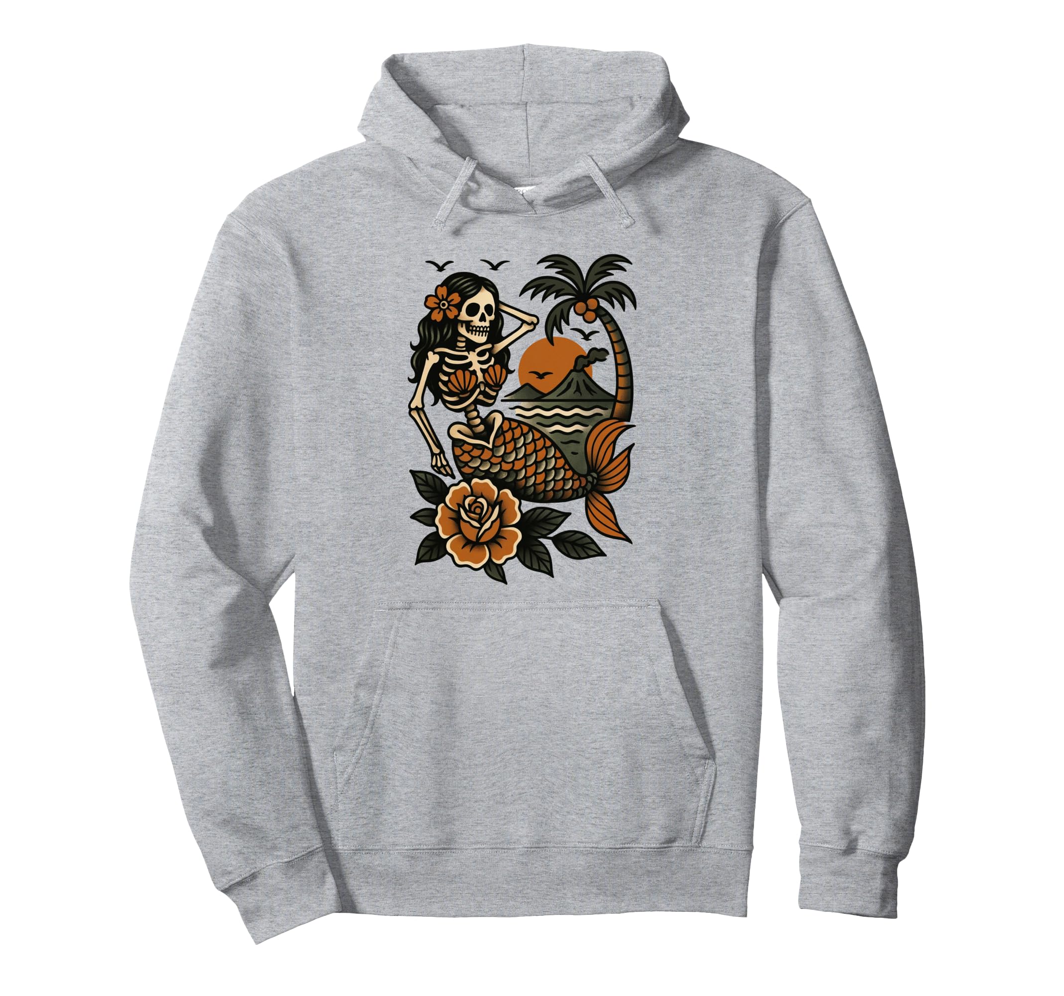 Skeleton Mermaid Tattoo Flash Hoodie - Fun Novelty Design for Adults - T-Shirt, Sweatshirt, Hoodie