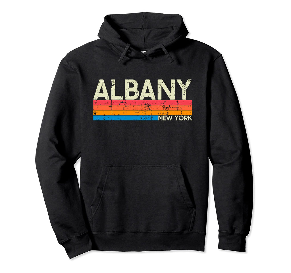 Albany New York Distressed Hoodie - Graphic Print Men Women - T-Shirt, Sweatshirt, Hoodie