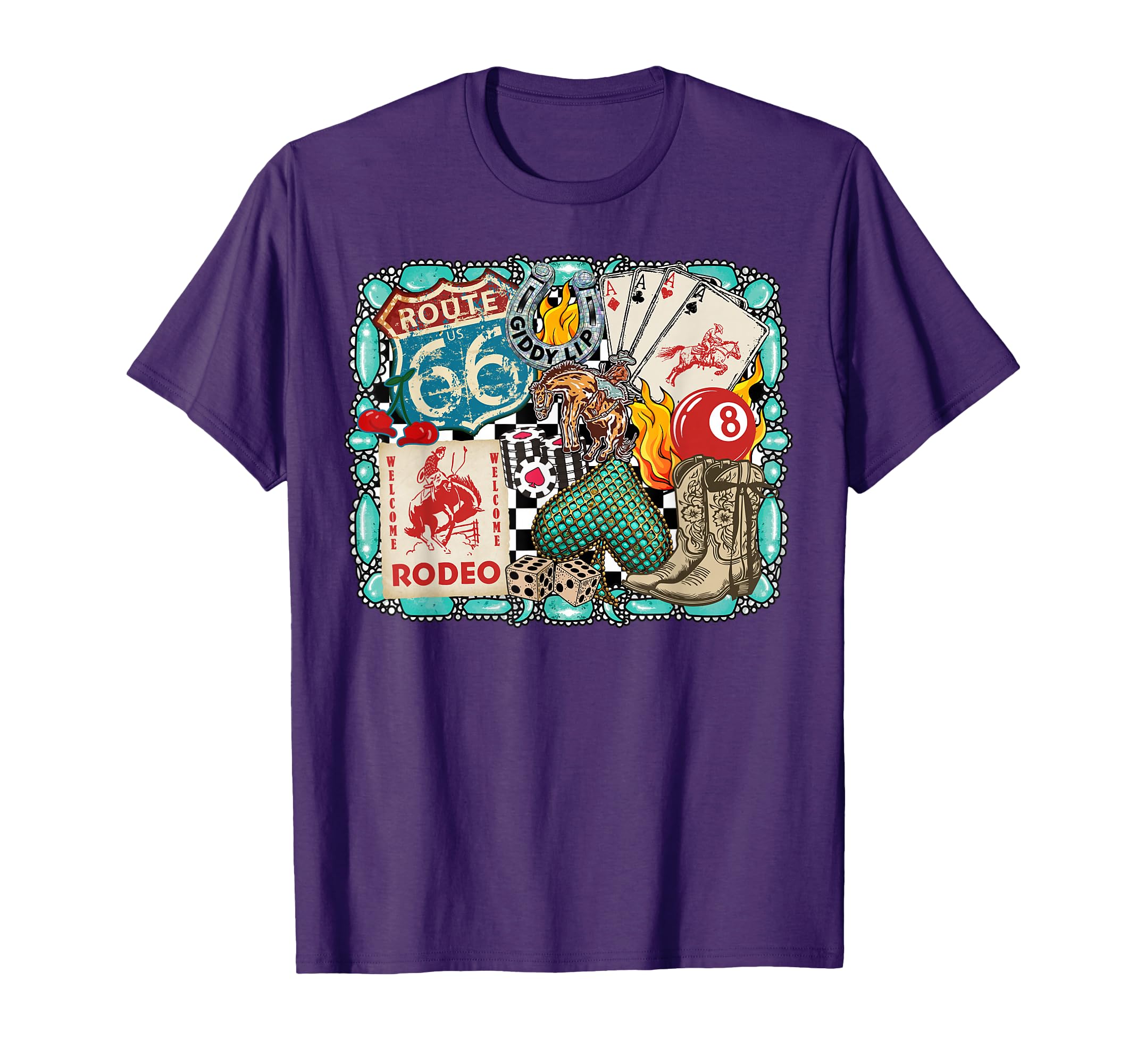Western Rodeo Cowboy Giddy Up Turquoise T-Shirt - Streetwear Style Unisex - T-Shirt, Sweatshirt, Hoodie