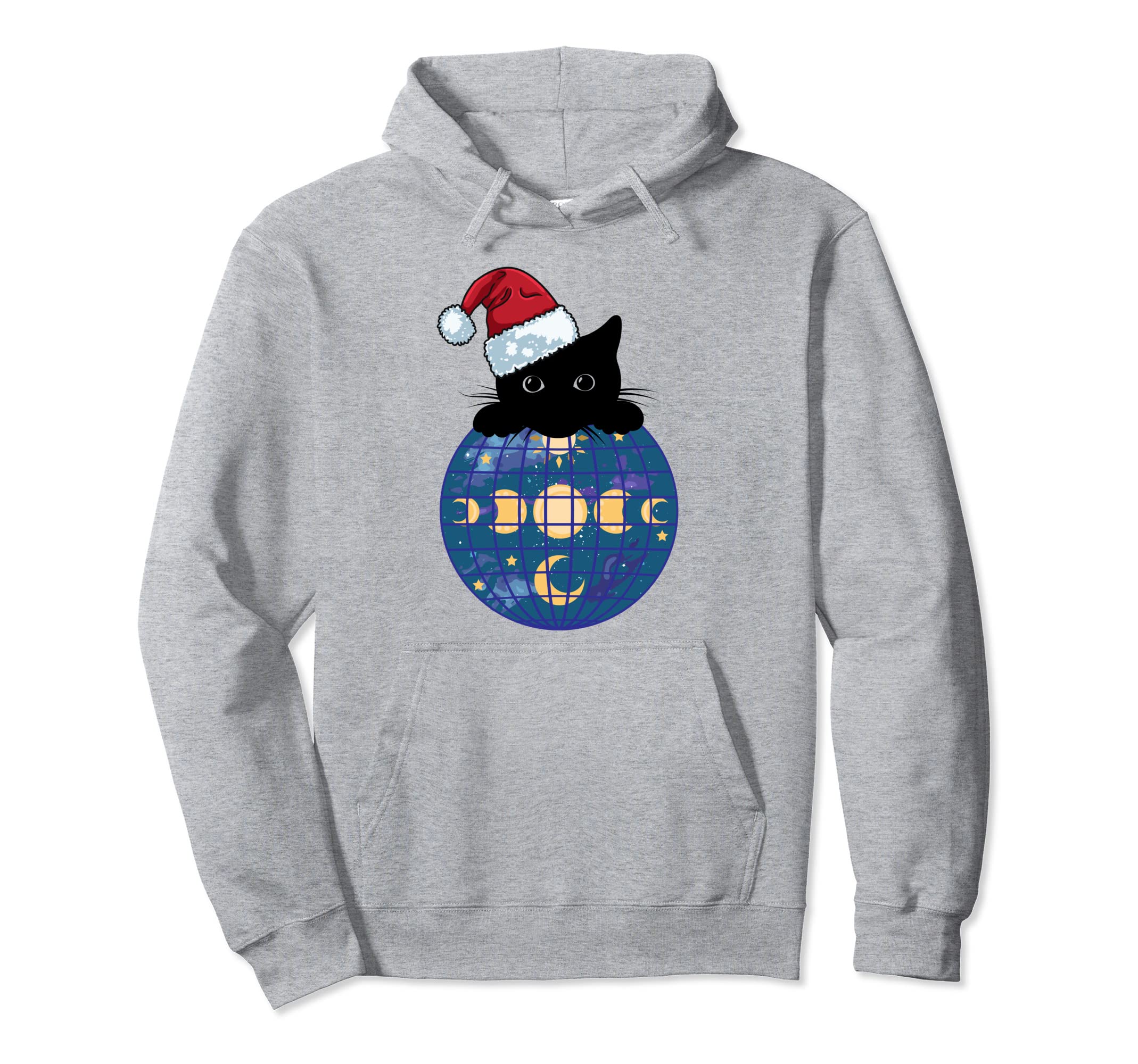 Aesthetic Disco Ball Celestial Black Cat Hoodie - Trendy Graphic Men Women - T-Shirt, Sweatshirt, Hoodie