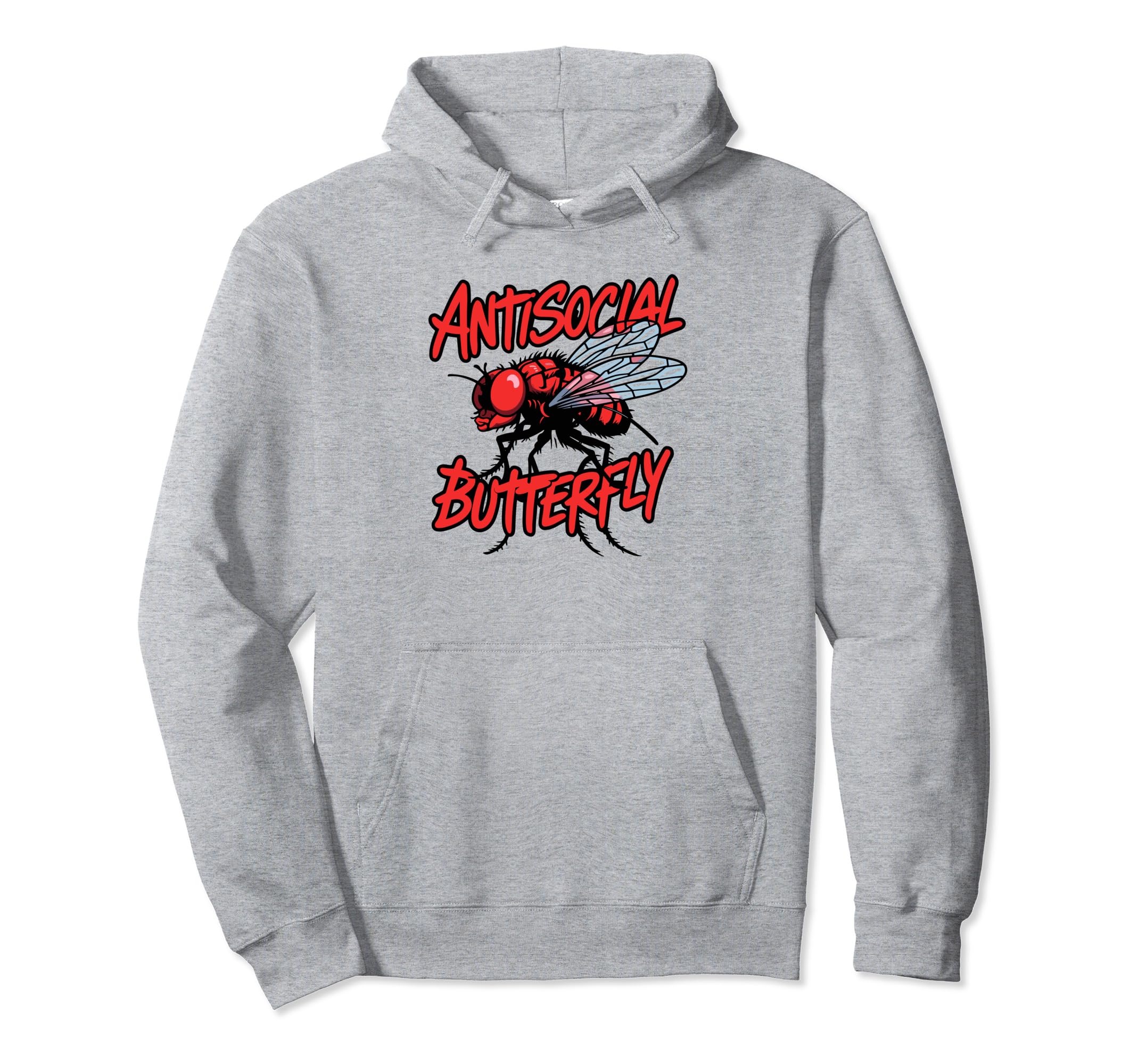 Antisocial Butterfly Funny Housefly Hoodie - Trendy Graphic Unisex - T-Shirt, Sweatshirt, Hoodie