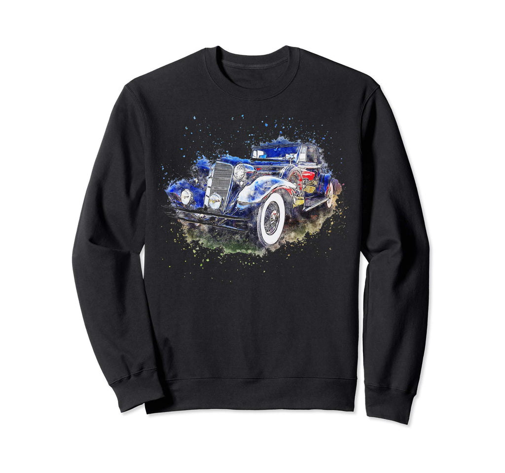 Old American Car Watercolor Sweatshirt - Unique Graphic Men Women - T-Shirt, Sweatshirt, Hoodie