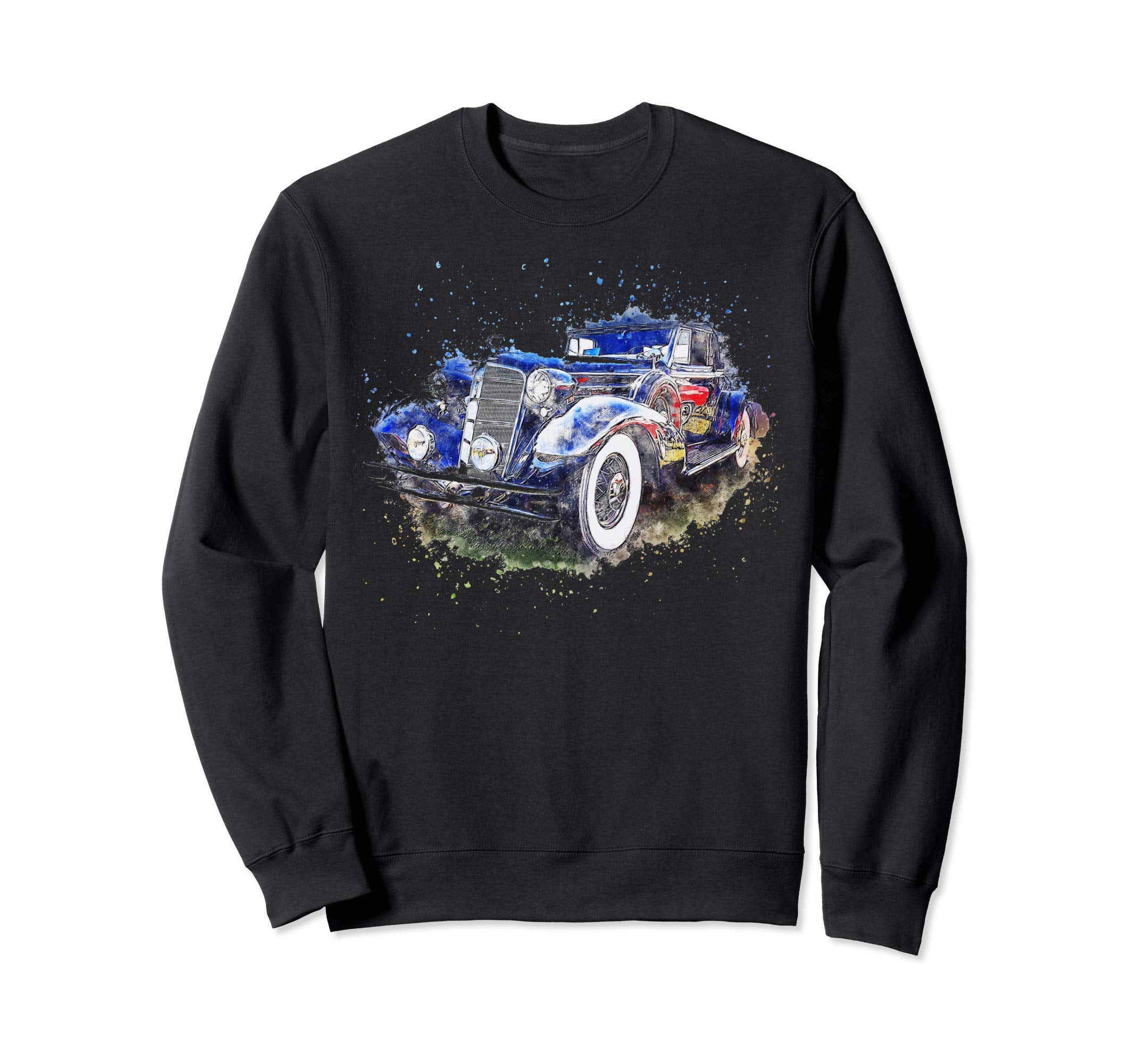 Old American Car Watercolor Sweatshirt - Unique Graphic Men Women - T-Shirt, Sweatshirt, Hoodie
