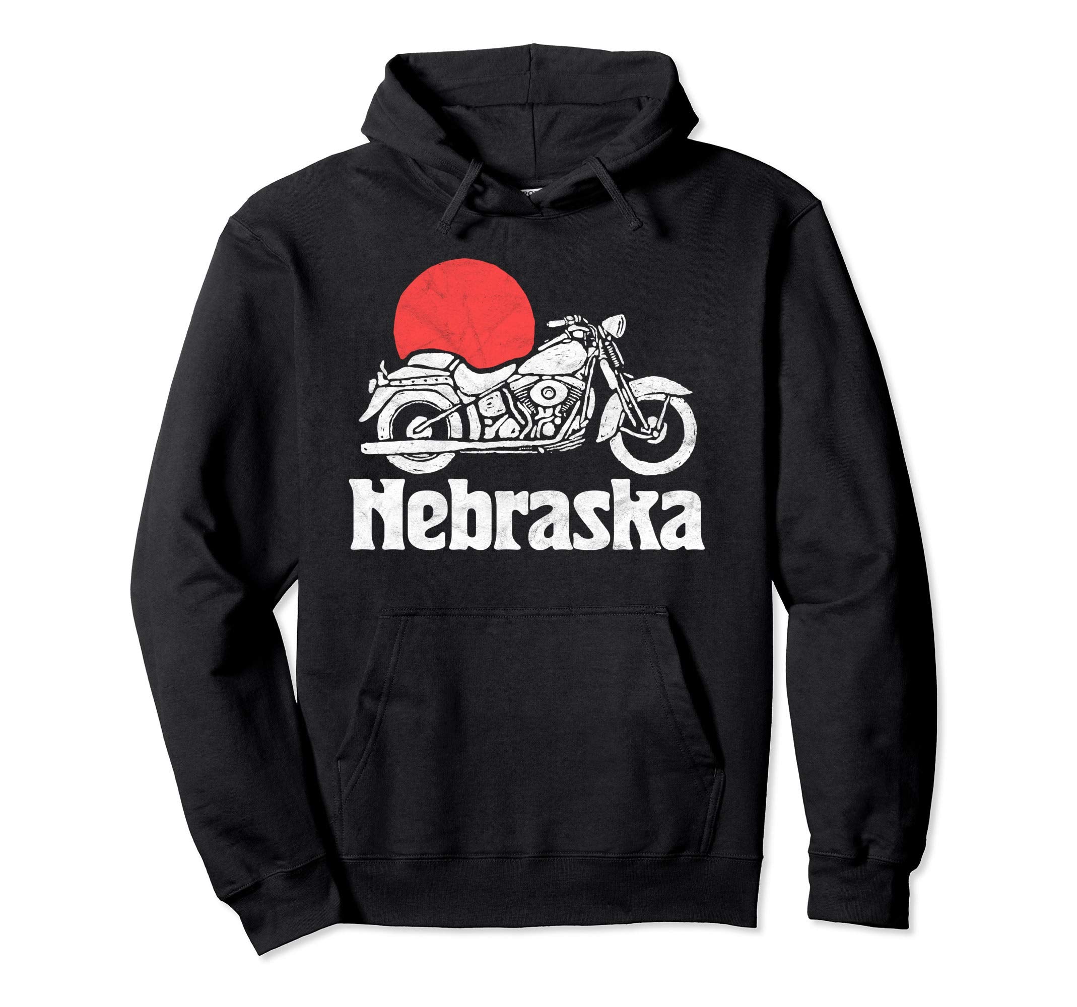 Nebraska Motorcycle Sun Minimalist Hoodie - Graphic Print Unisex - T-Shirt, Sweatshirt, Hoodie