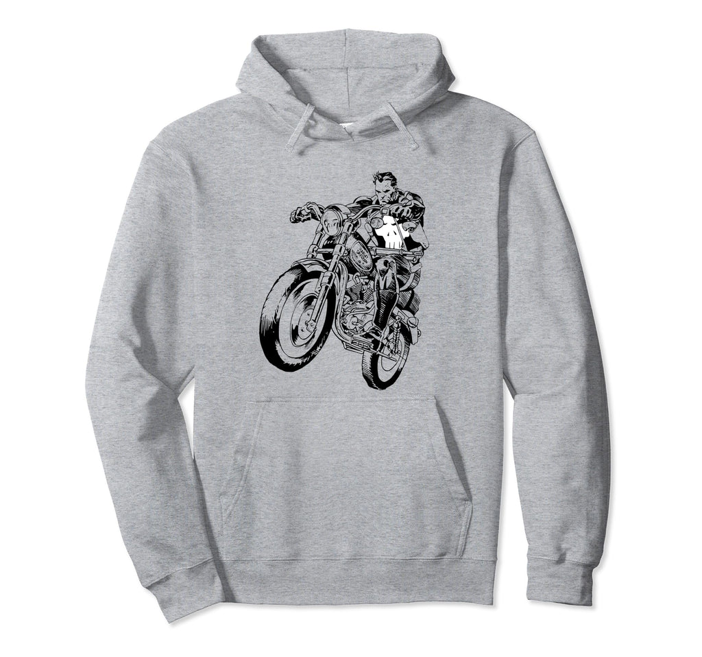 Marvel Punisher Riding Motorcycle Hoodie - Aesthetic Graphic Men Women - T-Shirt, Sweatshirt, Hoodie