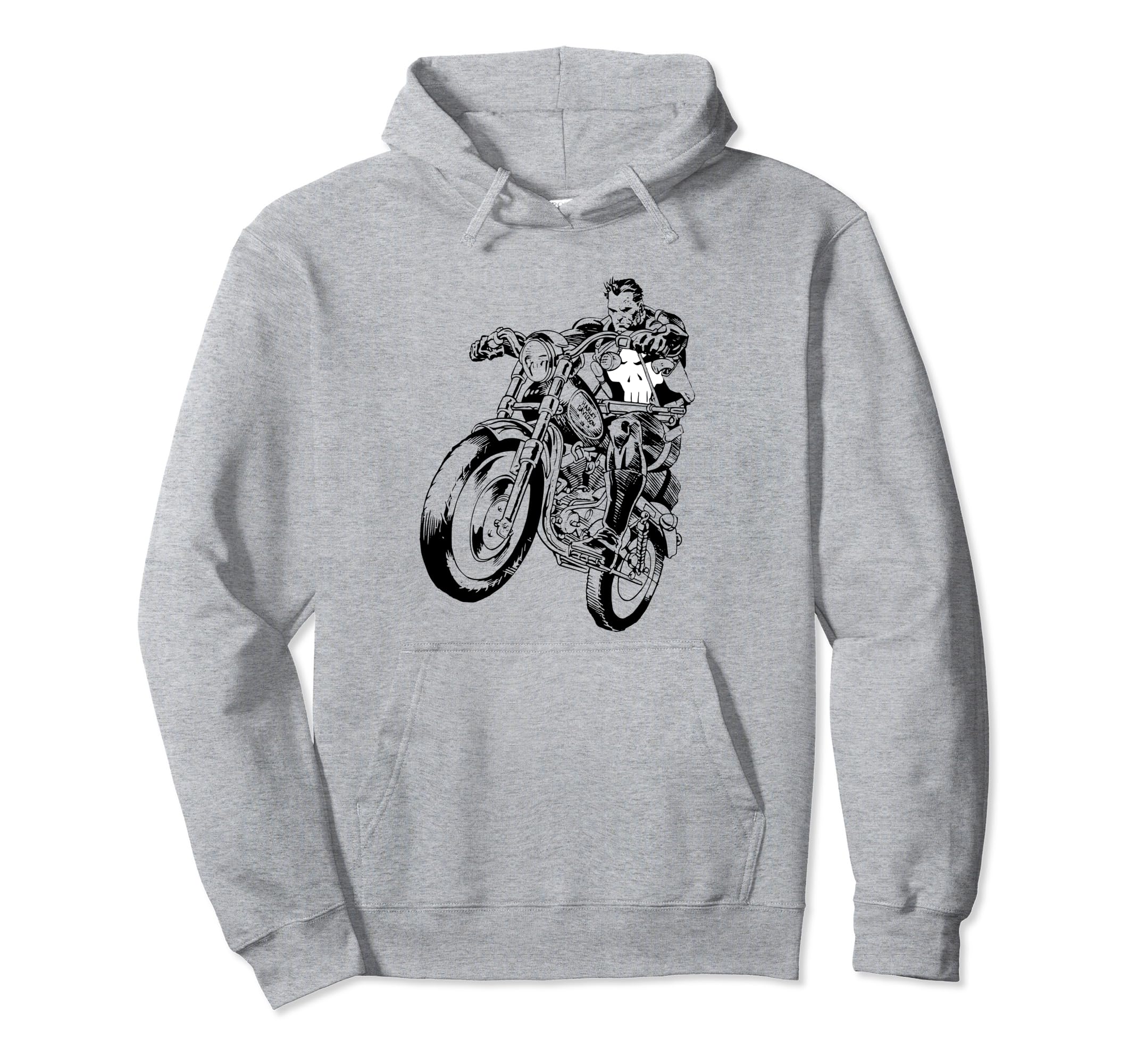 Marvel Punisher Riding Motorcycle Hoodie - Aesthetic Graphic Men Women - T-Shirt, Sweatshirt, Hoodie