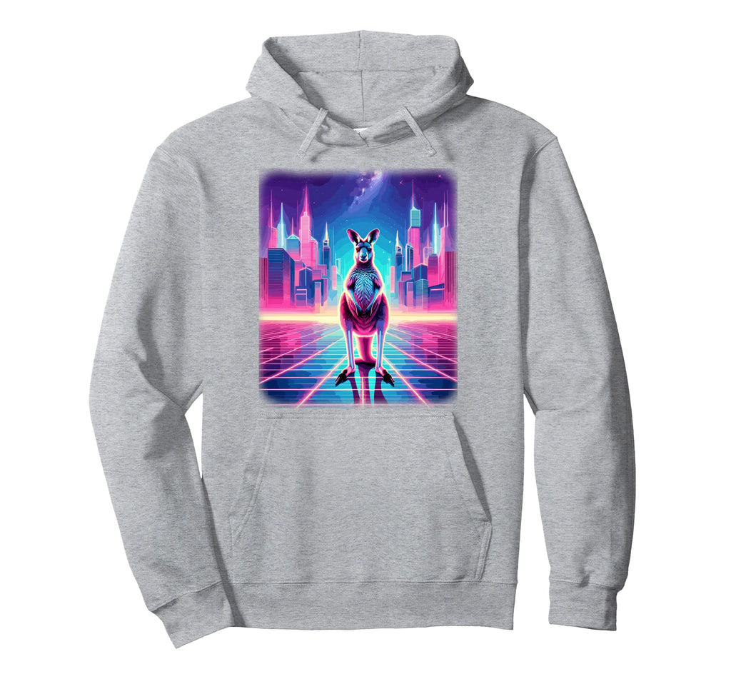 Synthwave Aesthetic Kangaroo Lover Hoodie - Casual Everyday Wear Unisex - T-Shirt, Sweatshirt, Hoodie