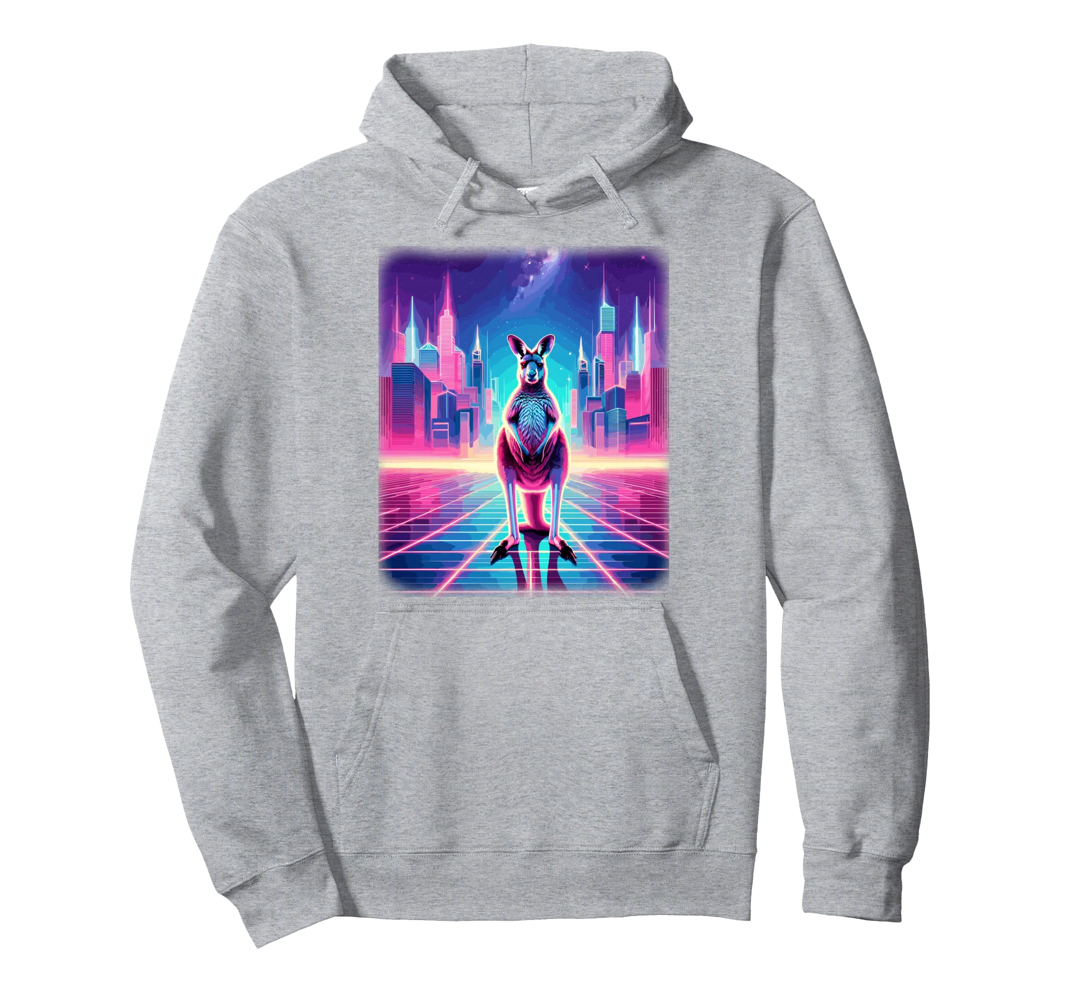 Synthwave Aesthetic Kangaroo Lover Hoodie - Casual Everyday Wear Unisex - T-Shirt, Sweatshirt, Hoodie