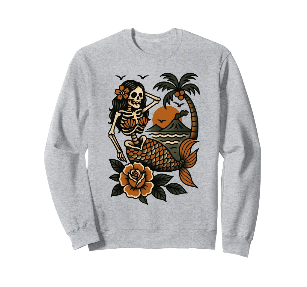 Skeleton Mermaid Tattoo Flash Sweatshirt - Fun Novelty Design Men Women - T-Shirt, Sweatshirt, Hoodie