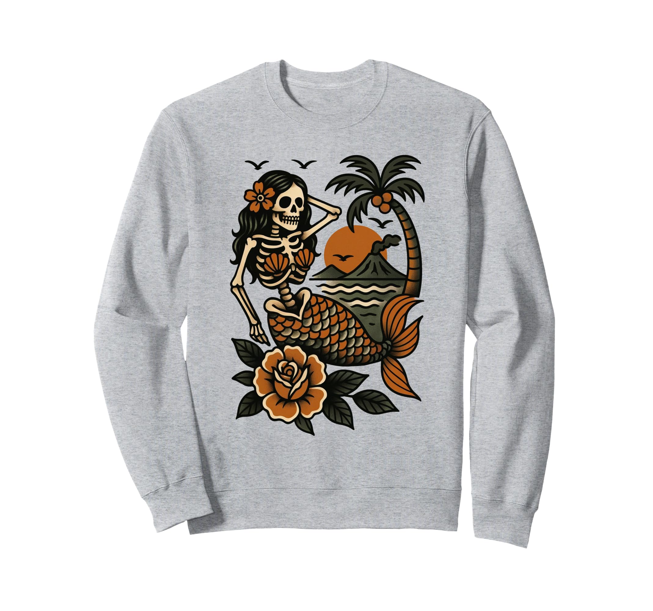 Skeleton Mermaid Tattoo Flash Sweatshirt - Fun Novelty Design Men Women - T-Shirt, Sweatshirt, Hoodie