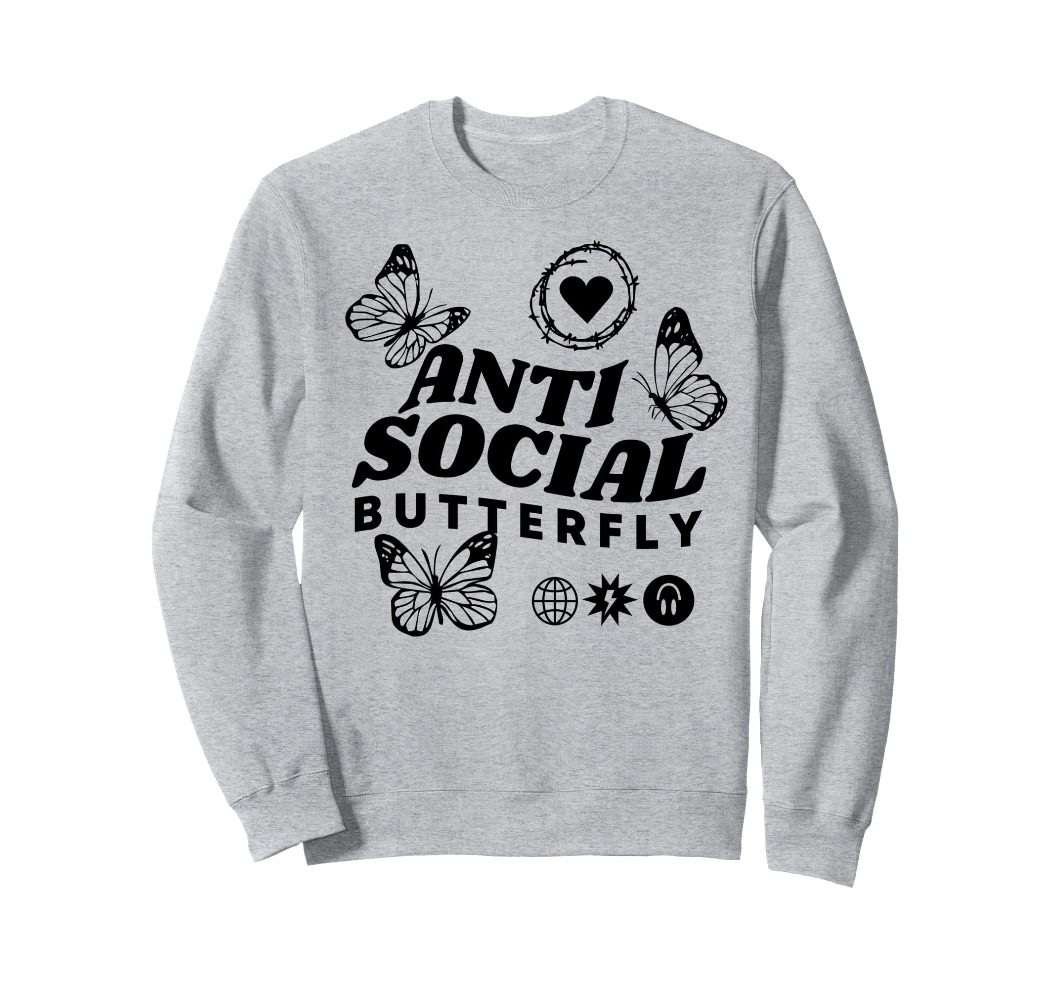 Anti Social Butterfly Goth Sweatshirt - Fun Novelty Design for Adults - T-Shirt, Sweatshirt, Hoodie