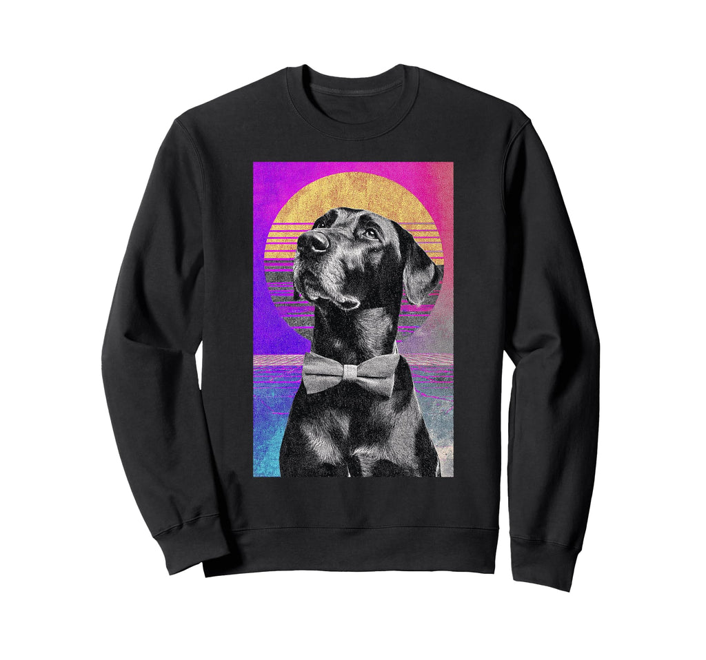 Funny Dog Bow Tie 80S Synthwave Sweatshirt - Aesthetic Graphic Men Women - T-Shirt, Sweatshirt, Hoodie