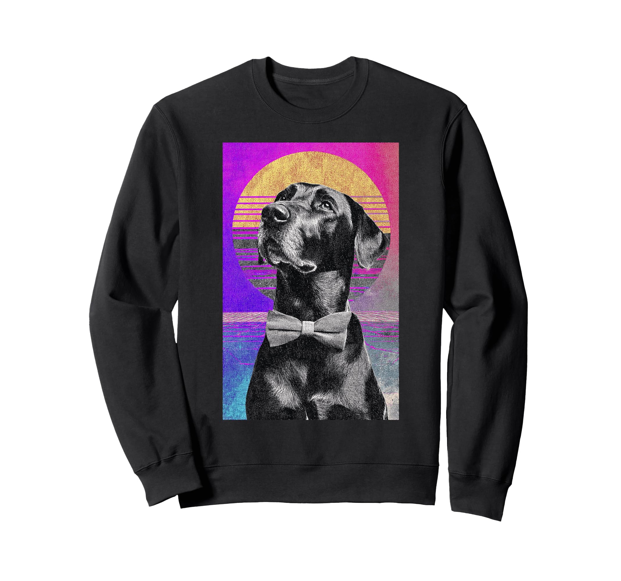 Funny Dog Bow Tie 80S Synthwave Sweatshirt - Aesthetic Graphic Men Women - T-Shirt, Sweatshirt, Hoodie