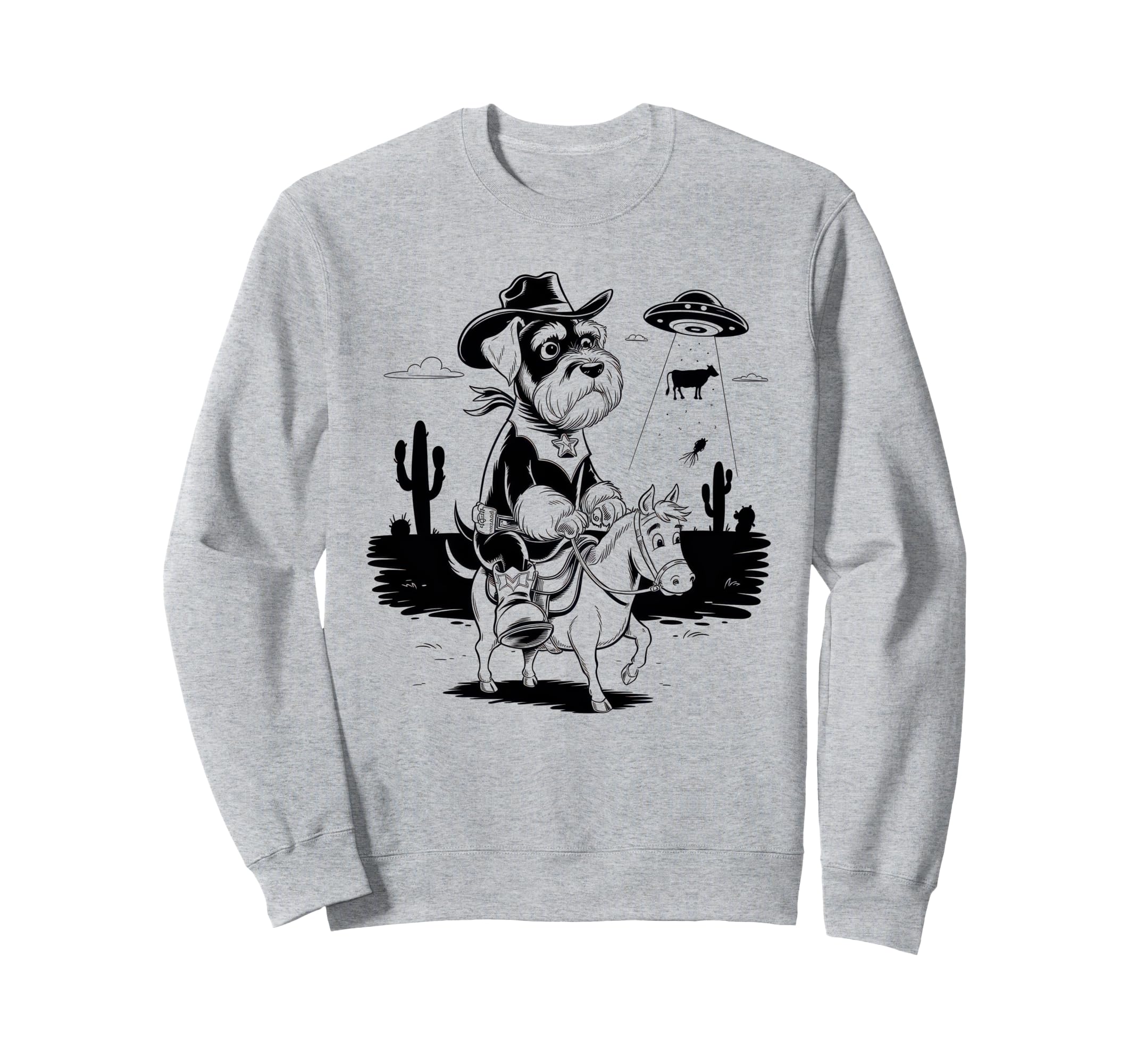 Schnauzer Schnauzer Ufo Western Sweatshirt - Minimalist Print Unisex - T-Shirt, Sweatshirt, Hoodie