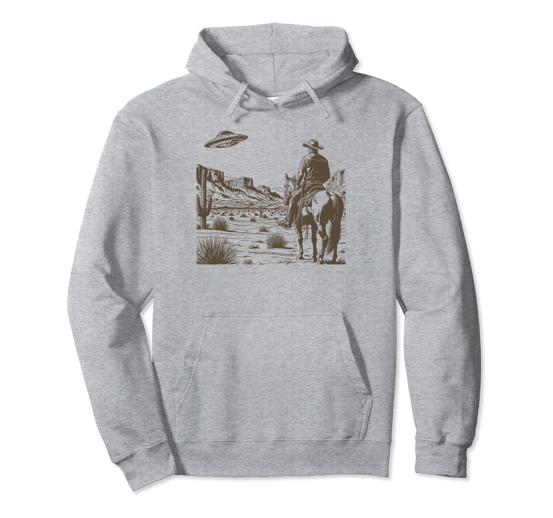 Ufo Western Cowboy Wild West Hoodie - Custom Art Print Unisex - T-Shirt, Sweatshirt, Hoodie