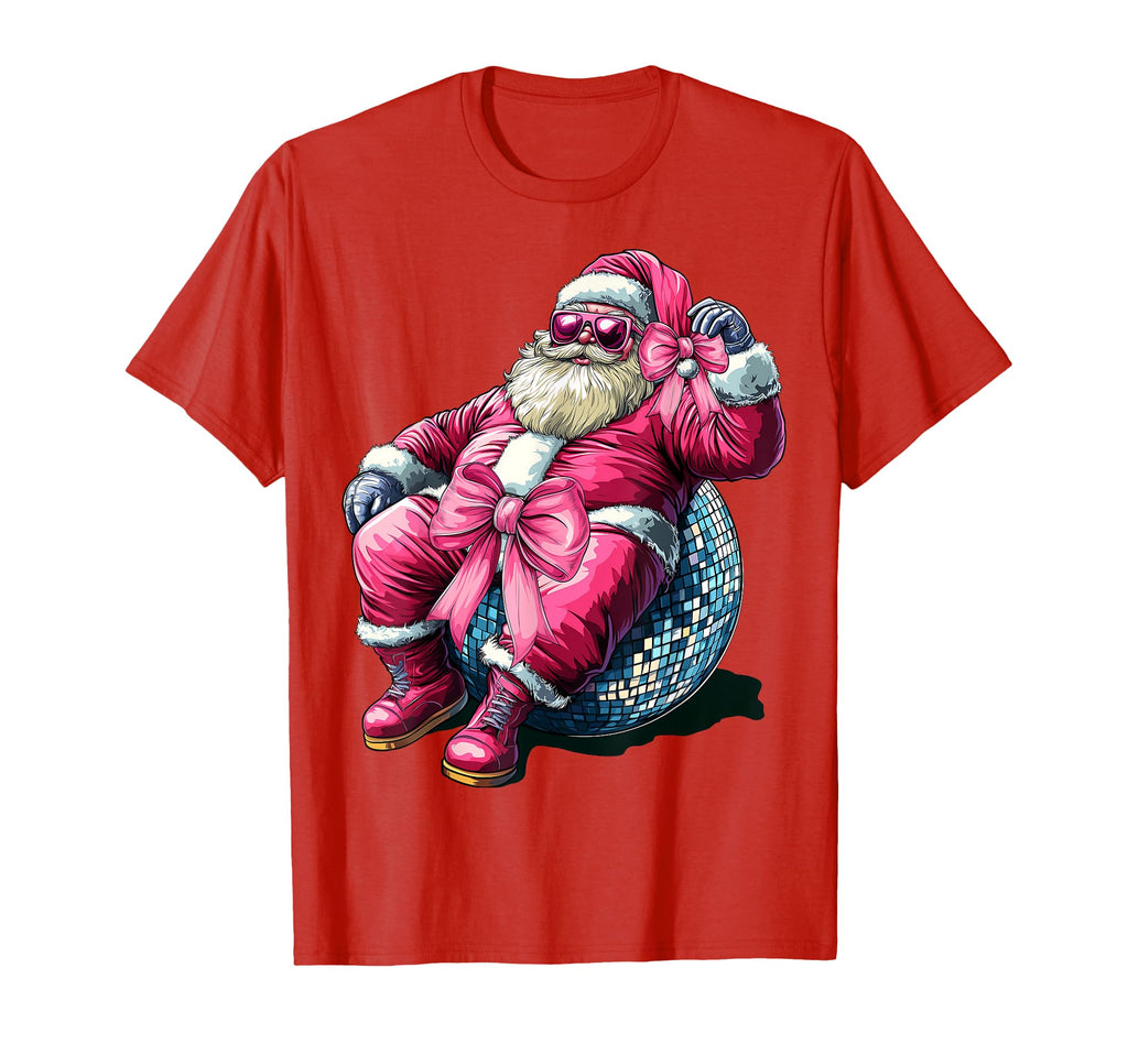 Coquette Bow Santa Santa Claus Disco T-Shirt - Trendy Graphic Men Women - T-Shirt, Sweatshirt, Hoodie