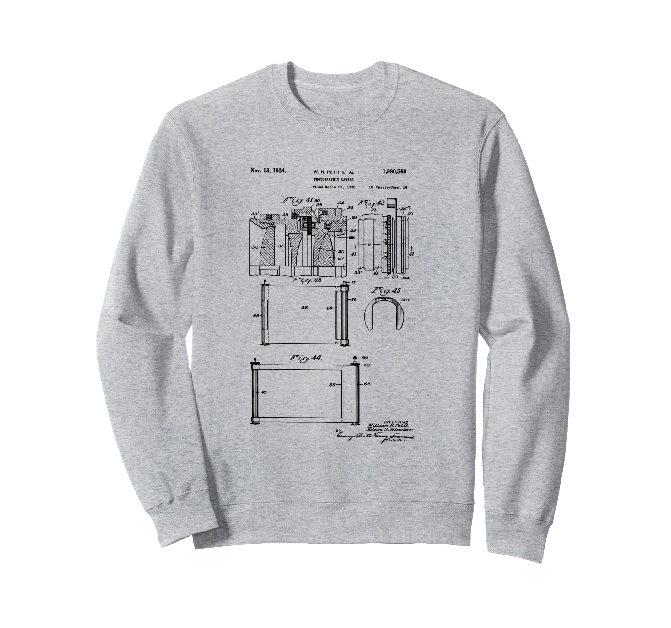 Camera Photographic Patent Sweatshirt - Casual Everyday Wear Men Women - T-Shirt, Sweatshirt, Hoodie