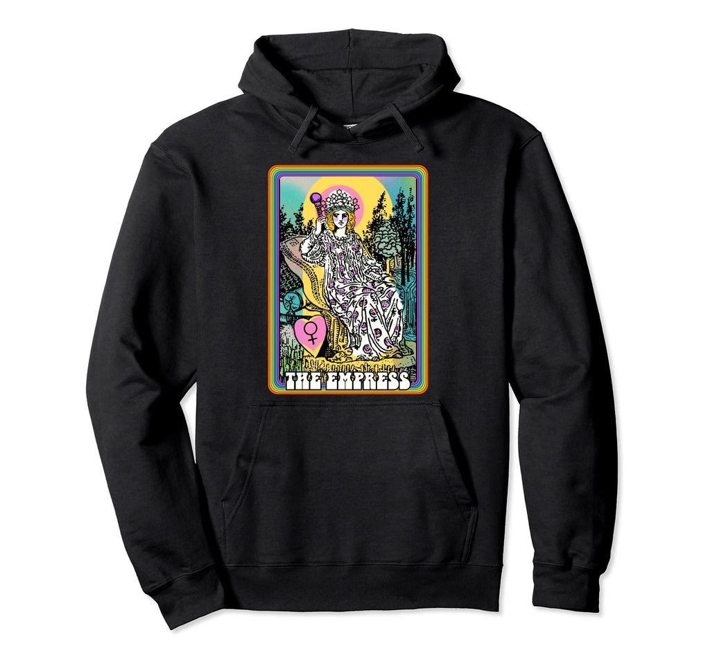 Tarot Card Empress Groovy Rainbow Y2K Hoodie - Graphic Print for Adults - T-Shirt, Sweatshirt, Hoodie