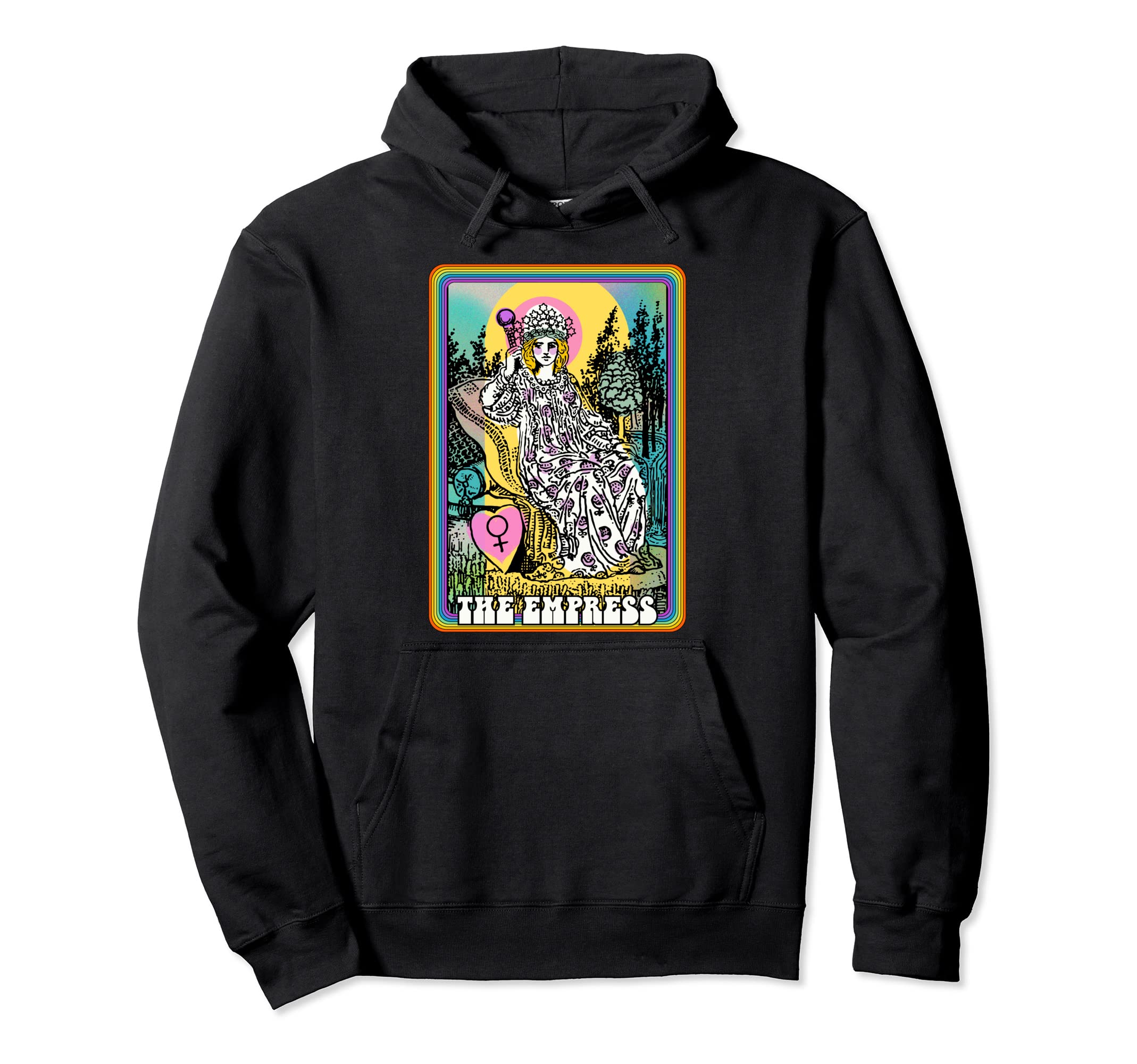 Tarot Card Empress Groovy Rainbow Y2K Hoodie - Graphic Print for Adults - T-Shirt, Sweatshirt, Hoodie