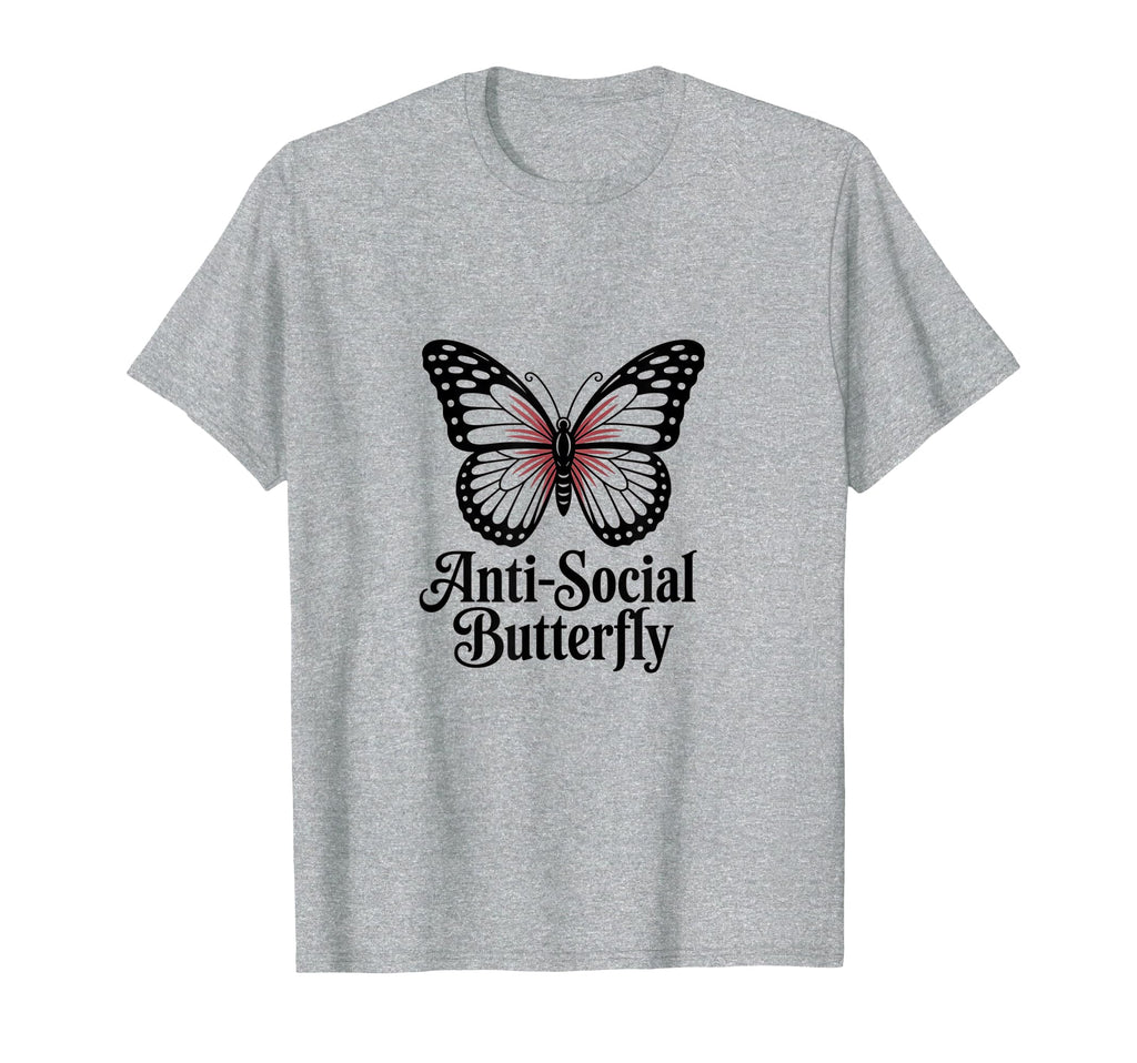 Antisocial Gothic Butterfly T-Shirt - Minimalist Print for Adults - T-Shirt, Sweatshirt, Hoodie