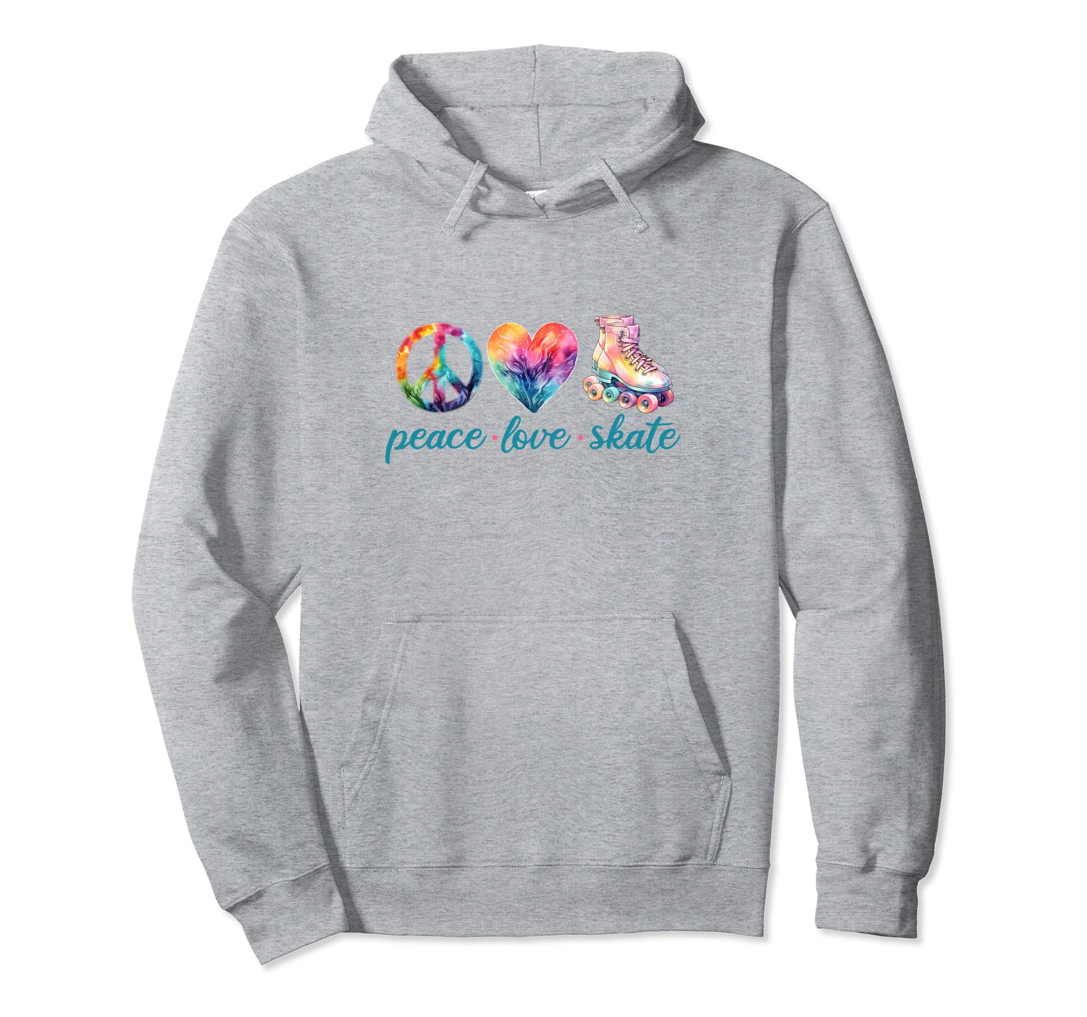 Peace Love Skate Roller Skates 70S 80S Hoodie - Graphic Print for Adults - T-Shirt, Sweatshirt, Hoodie