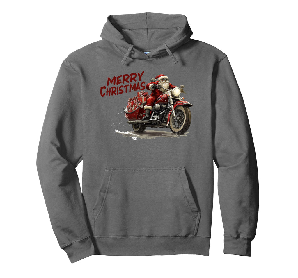 Merry Santa Riding Motorcycle Bike Hoodie - Aesthetic Graphic Men Women - T-Shirt, Sweatshirt, Hoodie