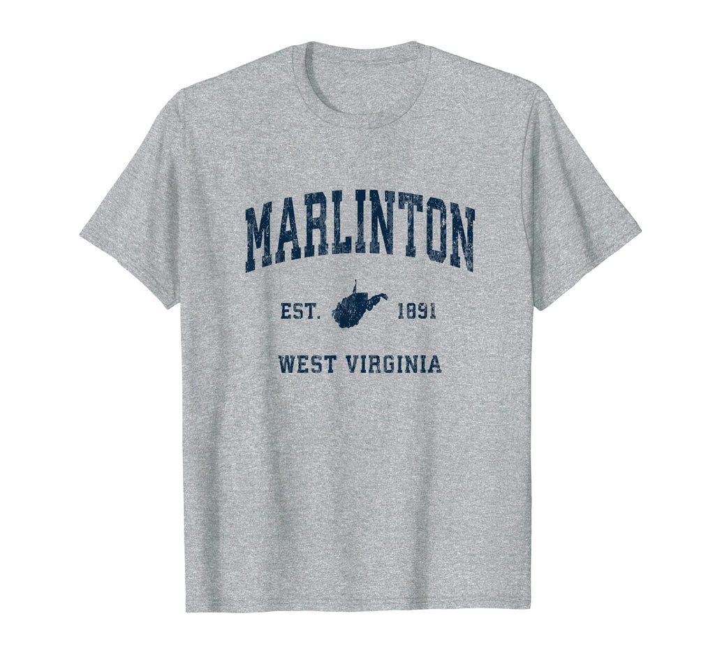Marlinton West Virginia Wv Athletic Navy T-Shirt - Graphic Print Unisex - T-Shirt, Sweatshirt, Hoodie