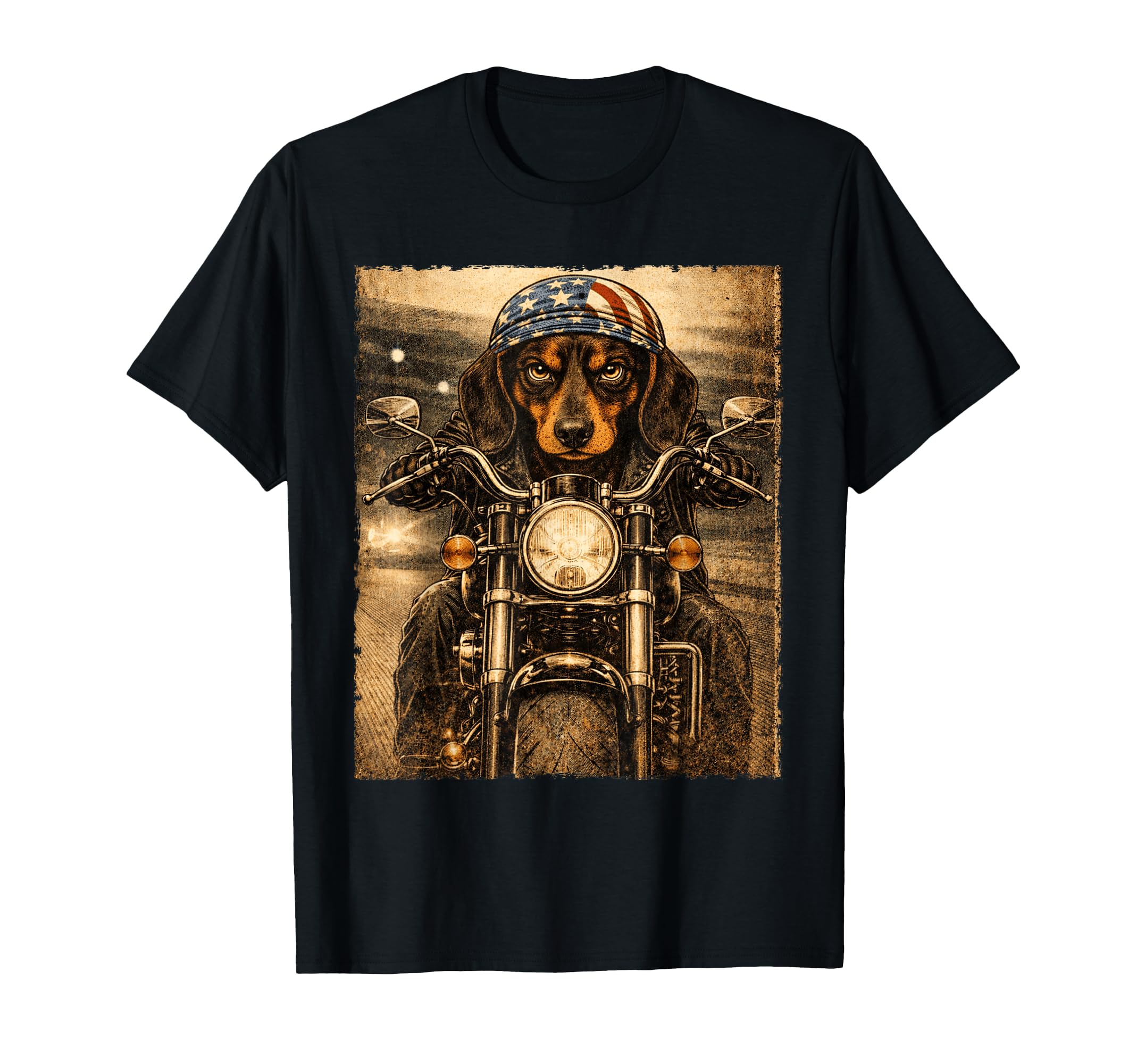 Dachshund Dog Biker Riding Doxie T-Shirt - Custom Art Print Unisex - T-Shirt, Sweatshirt, Hoodie