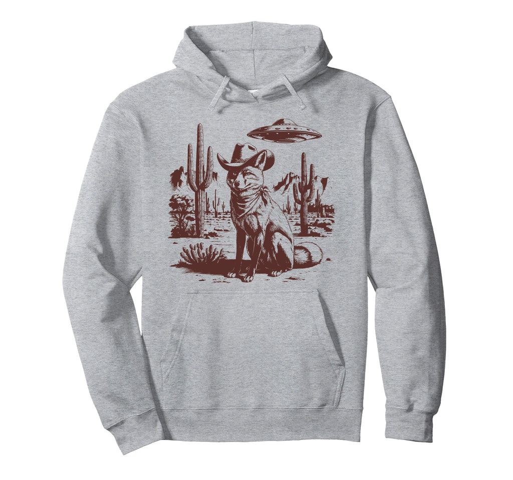 Fox Ufo Western Alien 90S Cowboy Hoodie - Trendy Graphic for Adults - T-Shirt, Sweatshirt, Hoodie