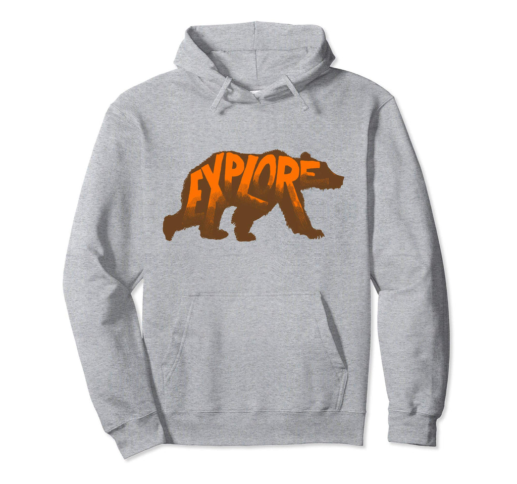 Explore Bear Typography Outdoors Hoodie - Graphic Print Unisex - T-Shirt, Sweatshirt, Hoodie