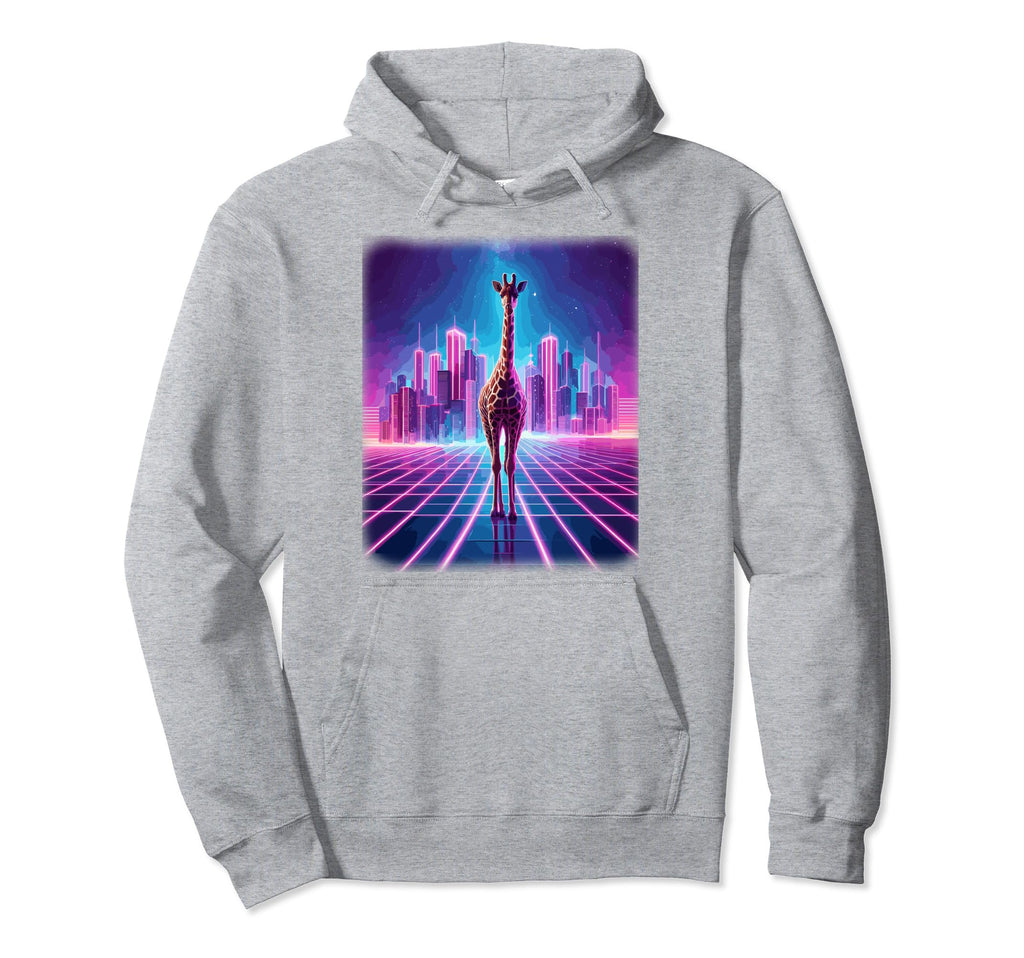 Synthwave Aesthetic Giraffe Lover 80S Hoodie - Novelty Apparel Men Women - T-Shirt, Sweatshirt, Hoodie