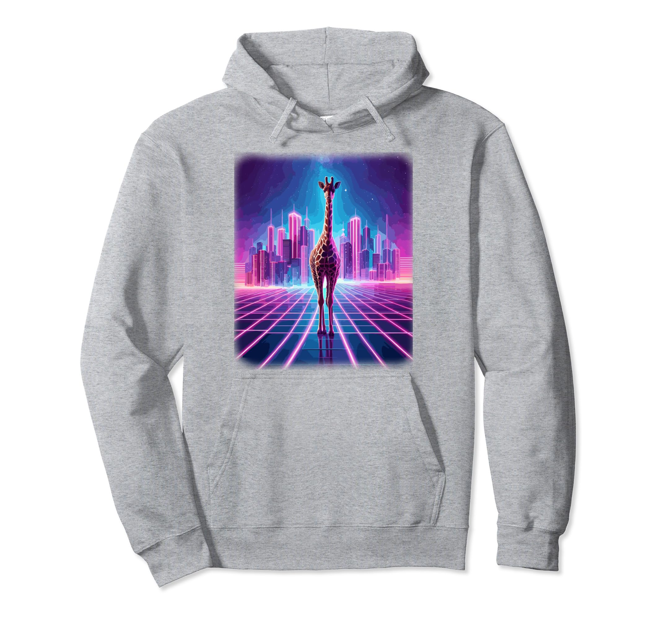Synthwave Aesthetic Giraffe Lover 80S Hoodie - Novelty Apparel Men Women - T-Shirt, Sweatshirt, Hoodie