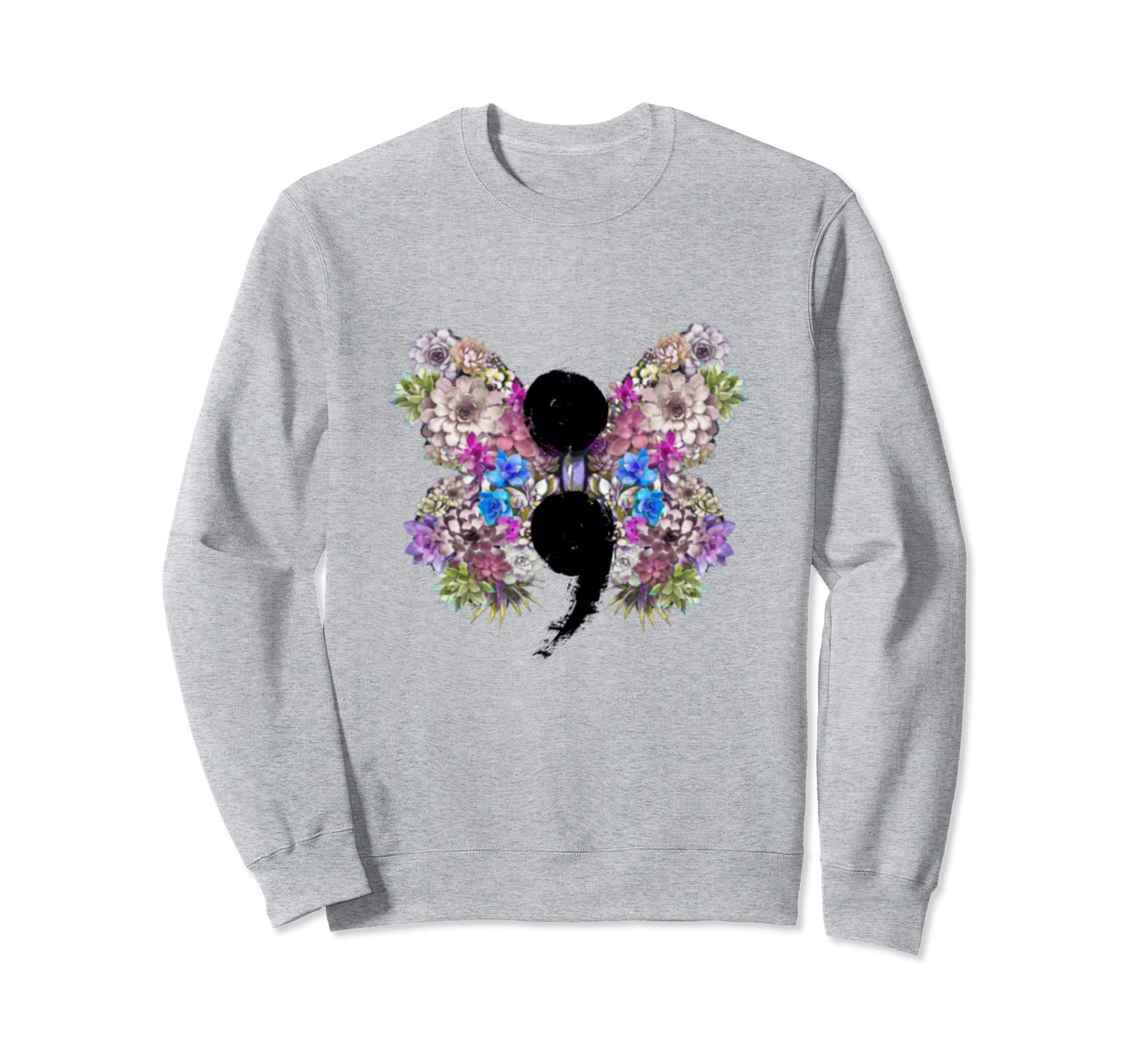 Butterfly Semicolon Mental Health Sweatshirt - Custom Art Print for Adults - T-Shirt, Sweatshirt, Hoodie