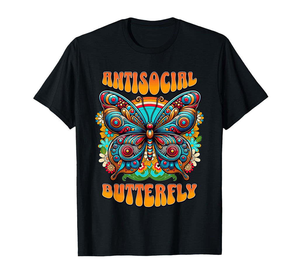 Antisocial Butterfly Funny Very Colorful T-Shirt - Novelty Apparel Unisex - T-Shirt, Sweatshirt, Hoodie