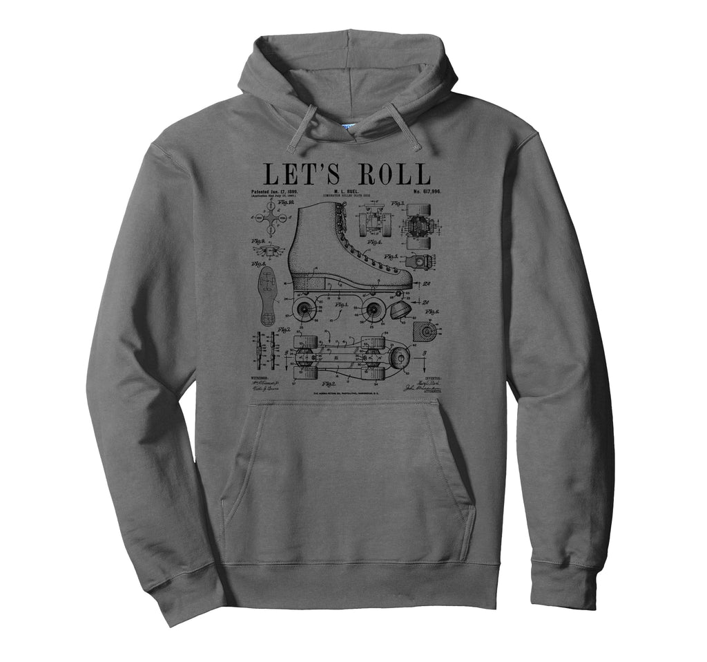 Lets Roll Roller Derby Skating Skater Hoodie - Minimalist Print Unisex - T-Shirt, Sweatshirt, Hoodie