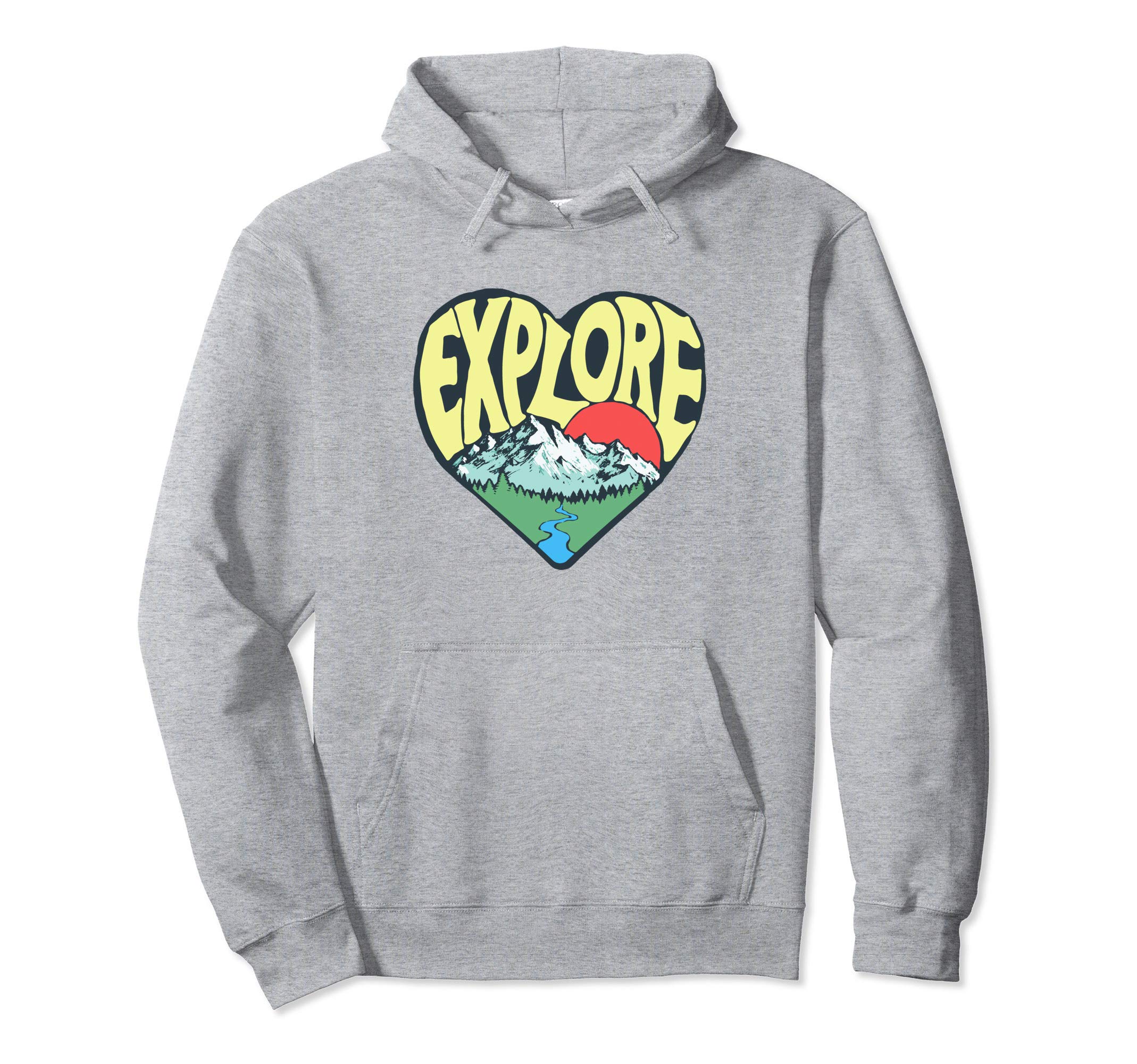 Explore Outdoor Nature Lover Heart Hoodie - Aesthetic Graphic for Adults - T-Shirt, Sweatshirt, Hoodie