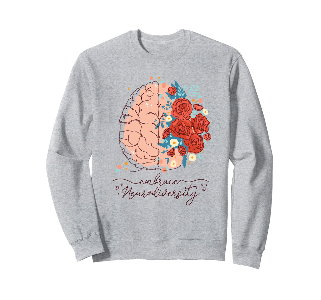 Neurodiversity Floral Brain Autism Sweatshirt - Custom Art Print Unisex - T-Shirt, Sweatshirt, Hoodie