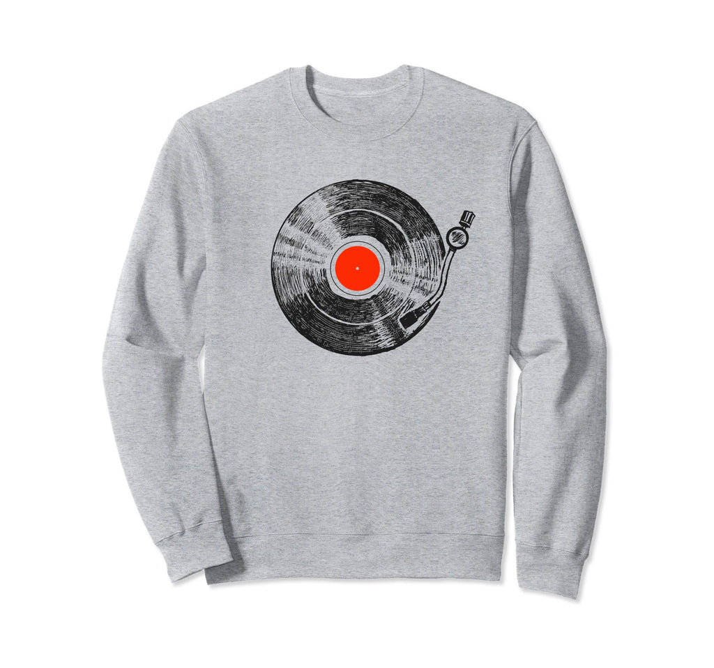 Minimalist Vinyl Record Sketch Vibe Sweatshirt - Custom Art Print Men Women - T-Shirt, Sweatshirt, Hoodie
