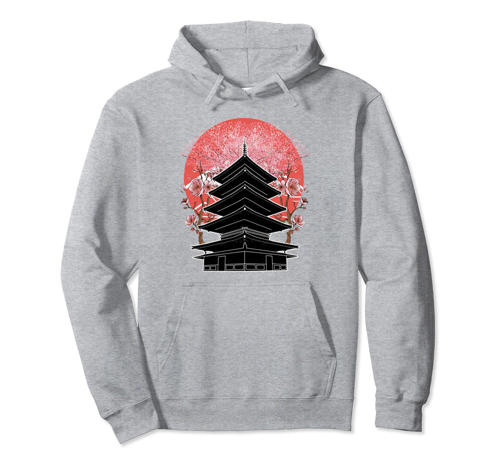 Japanese Pagoda Lantern Meditation Hoodie - Minimalist Print Men Women - T-Shirt, Sweatshirt, Hoodie
