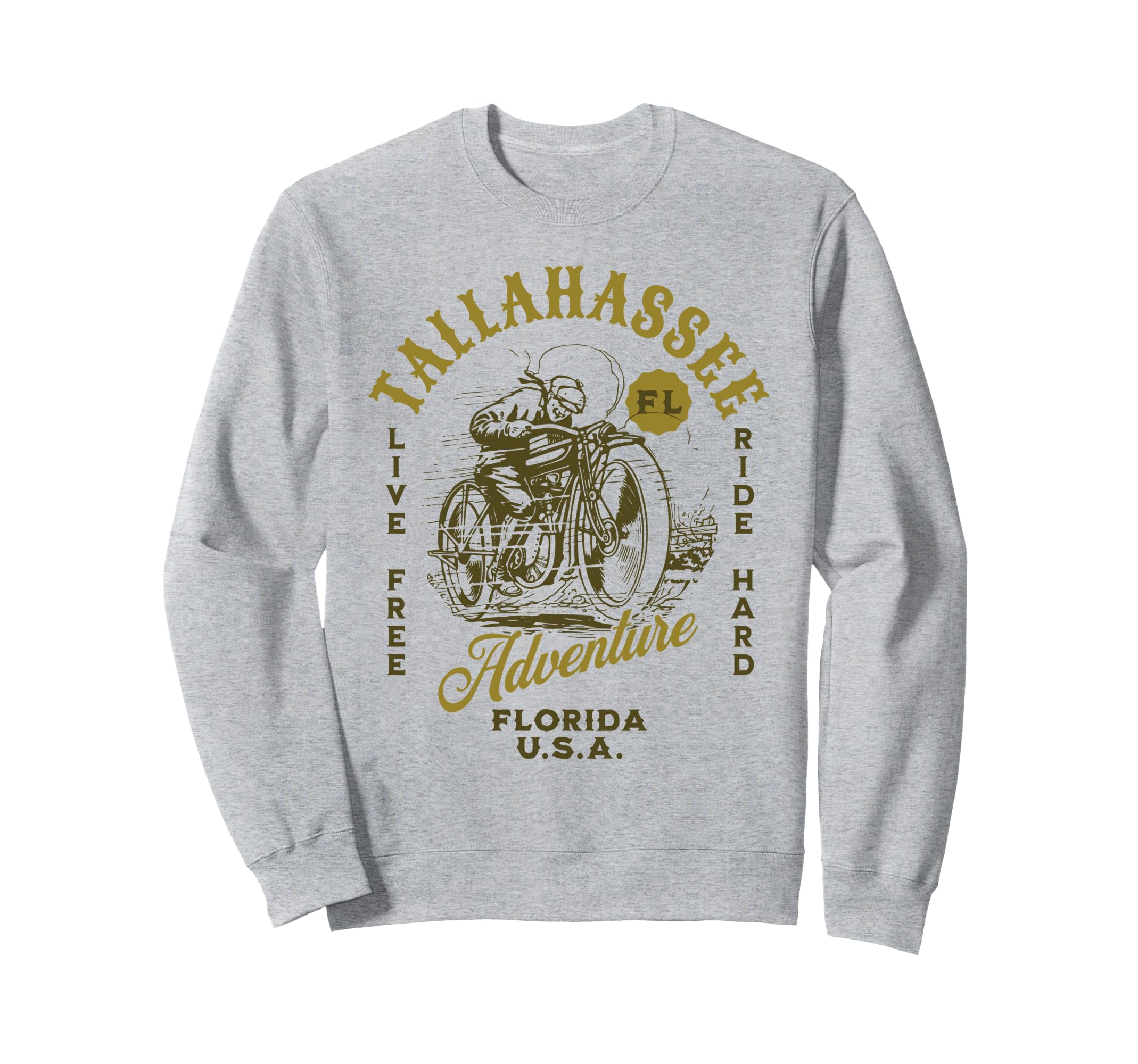 Tallahassee Florida Usa Motorcycle Sweatshirt - Novelty Apparel for Adults - T-Shirt, Sweatshirt, Hoodie