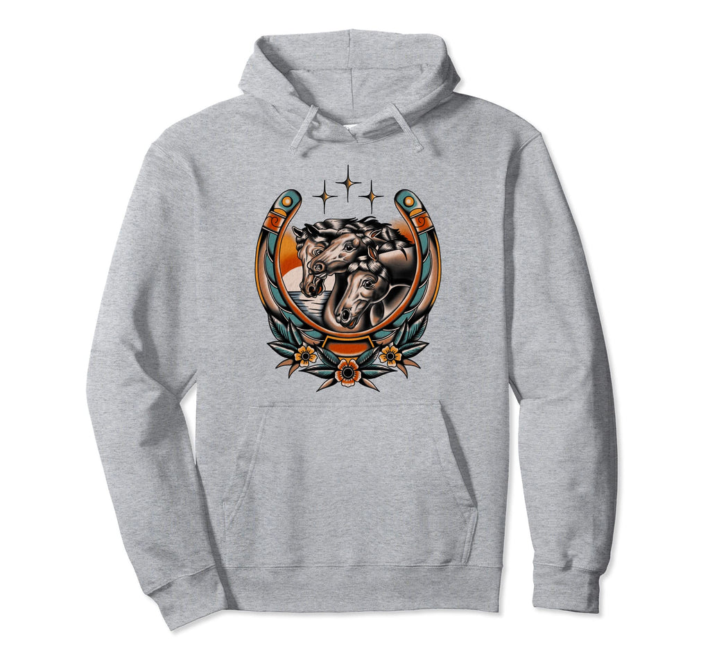 Pharaohs Horses Traditional Tattoo Hoodie - Fun Novelty Design Men Women - T-Shirt, Sweatshirt, Hoodie