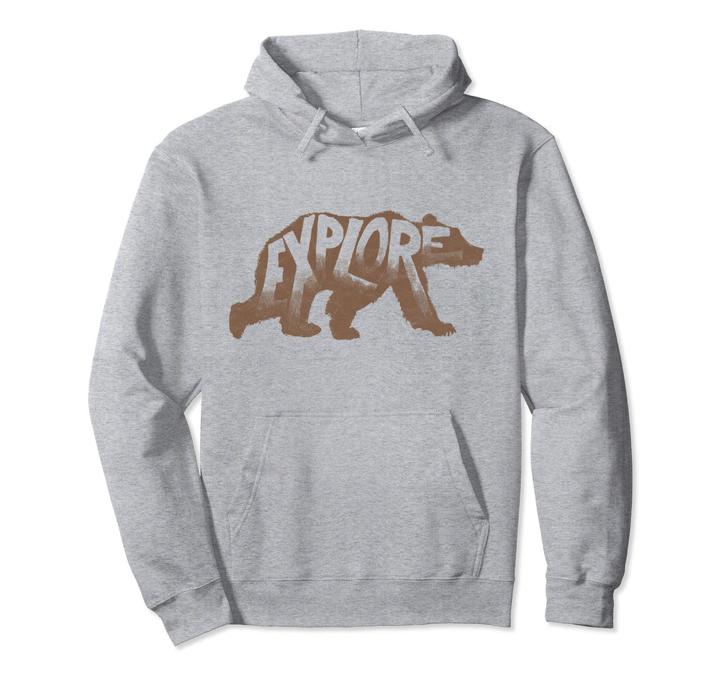 Explore Bear Typography Outdoors Hoodie - Custom Art Print Unisex - T-Shirt, Sweatshirt, Hoodie