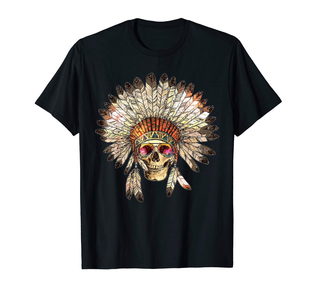 American Indian Skull Native Eagle T-Shirt - Minimalist Print Men Women - T-Shirt, Sweatshirt, Hoodie
