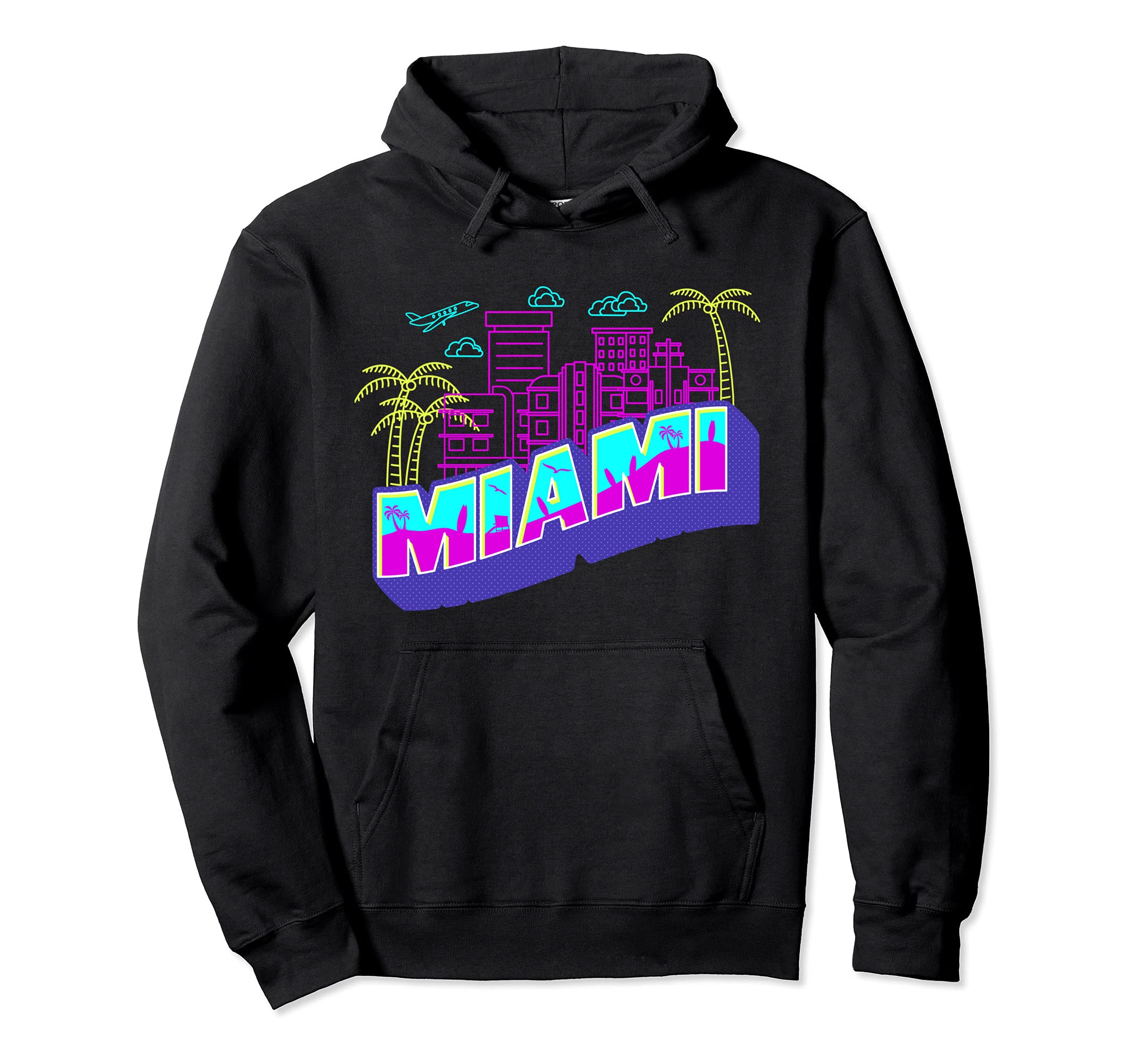 Miami Florida Vaperwave Skyline Synthwave Hoodie - Minimalist Print Unisex - T-Shirt, Sweatshirt, Hoodie
