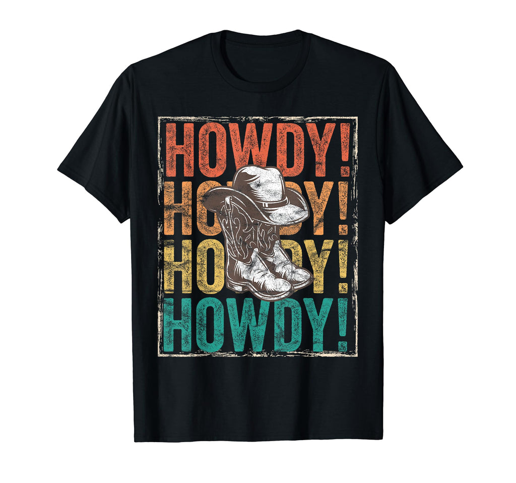 Howdy Barn Dance Rodeo Distressed T-Shirt - Custom Art Print Men Women - T-Shirt, Sweatshirt, Hoodie
