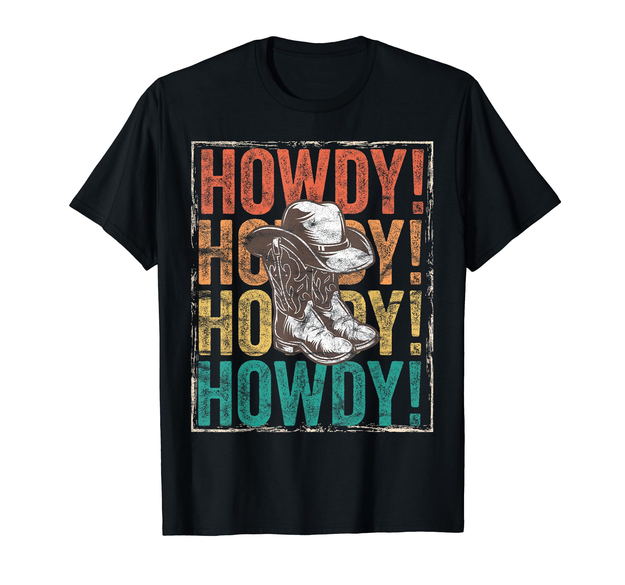 Howdy Barn Dance Rodeo Distressed T-Shirt - Custom Art Print Men Women - T-Shirt, Sweatshirt, Hoodie