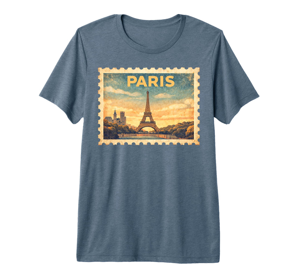 Paris Travel Stamp Art Tri Blend T-Shirt - Casual Everyday Wear for Adults - T-Shirt, Sweatshirt, Hoodie